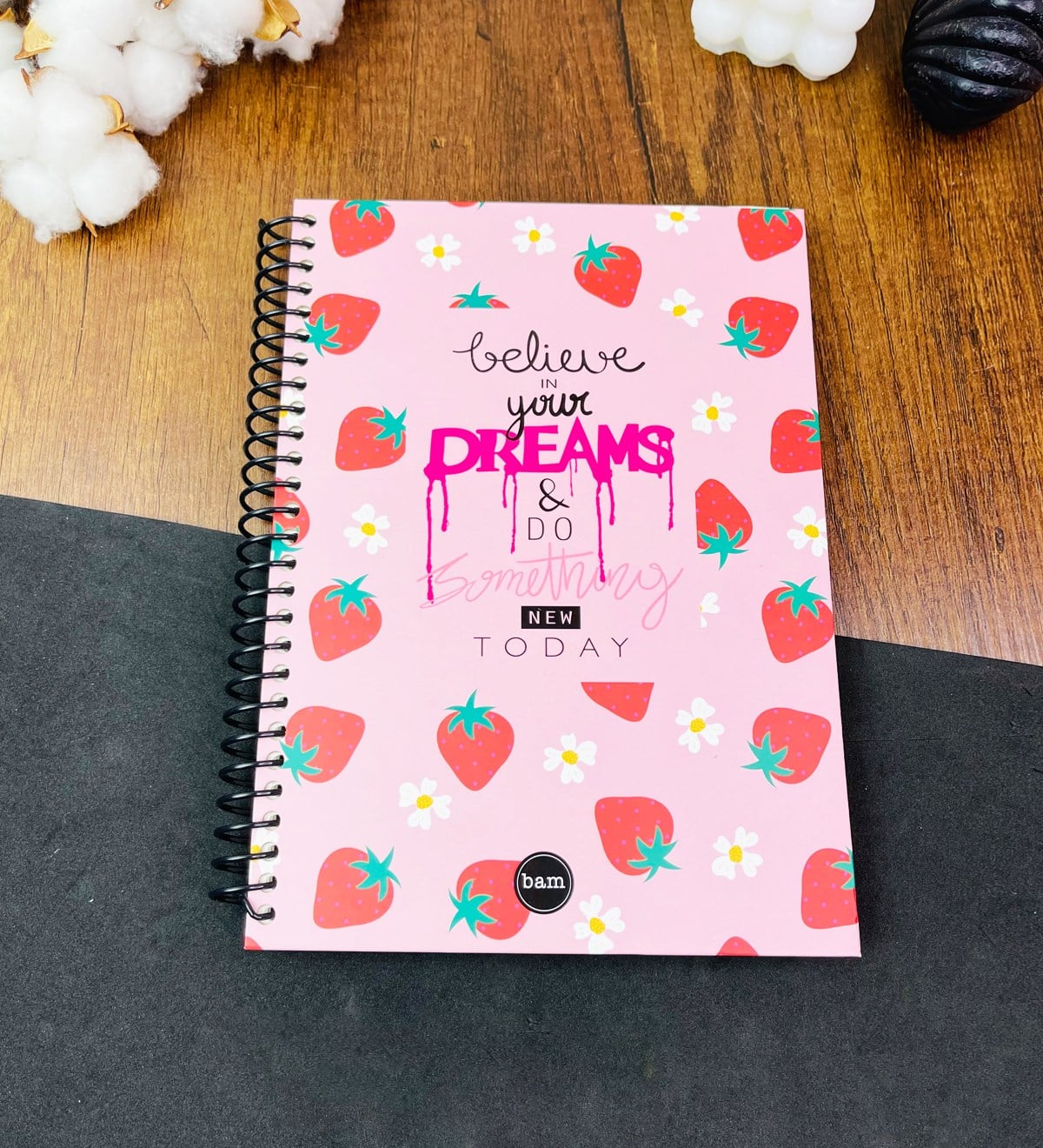 Believe In Your Dreams Tasarımlı Çizgili Spiralli DeftergiftmodaGmd100532