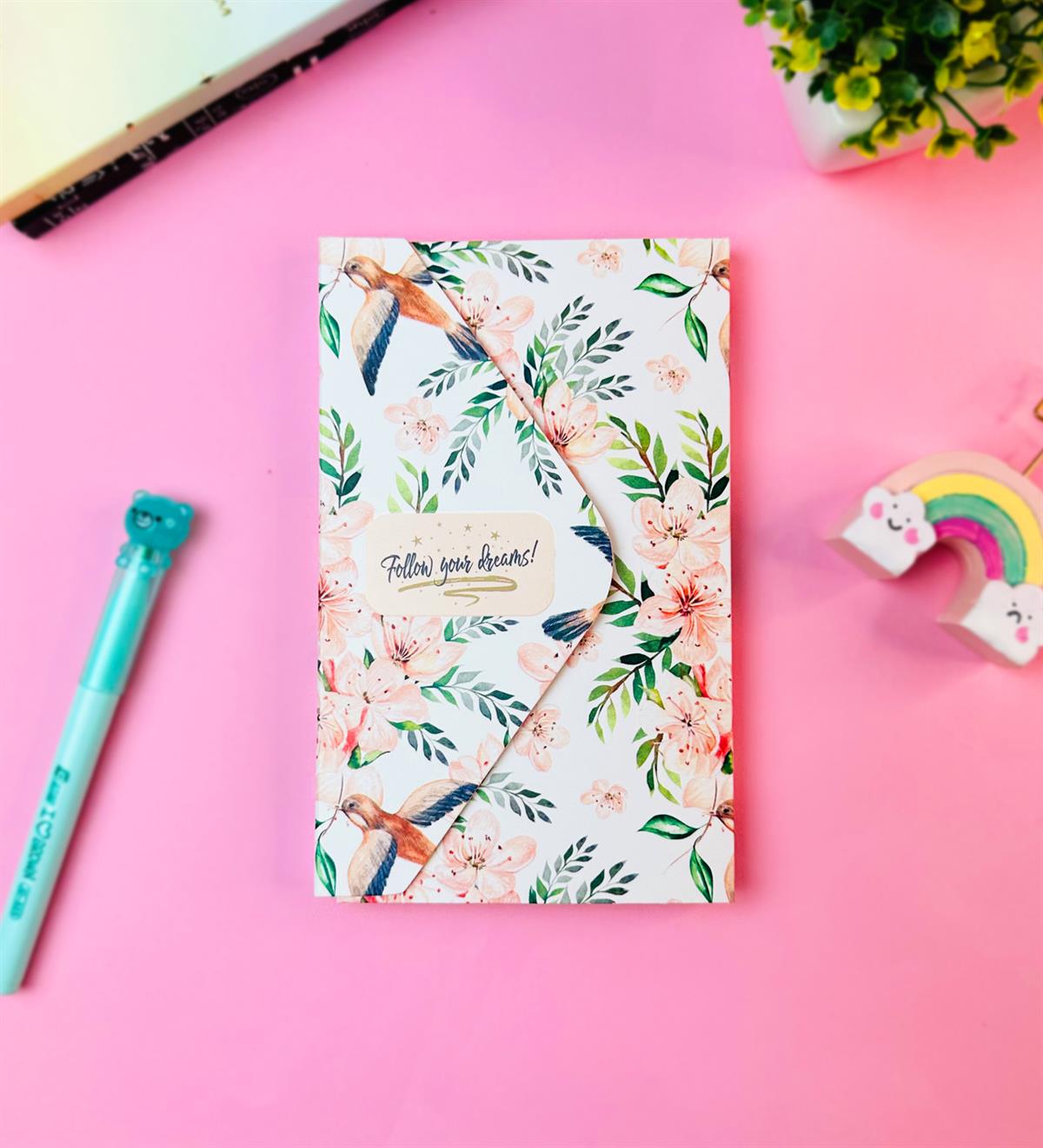 Follow Your Dreams Çiçek Tasarımlı Zarf DeftergiftmodaBAM-1020-12	