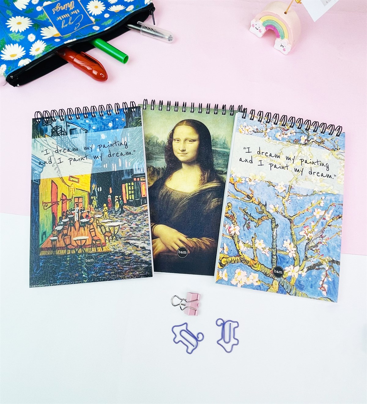 Van Gogh Serisi 3'lü 17x11Cm Sketch Book - Eskiz Defteri - 80 Gr - 60 YaprakgiftmodaGmd100582