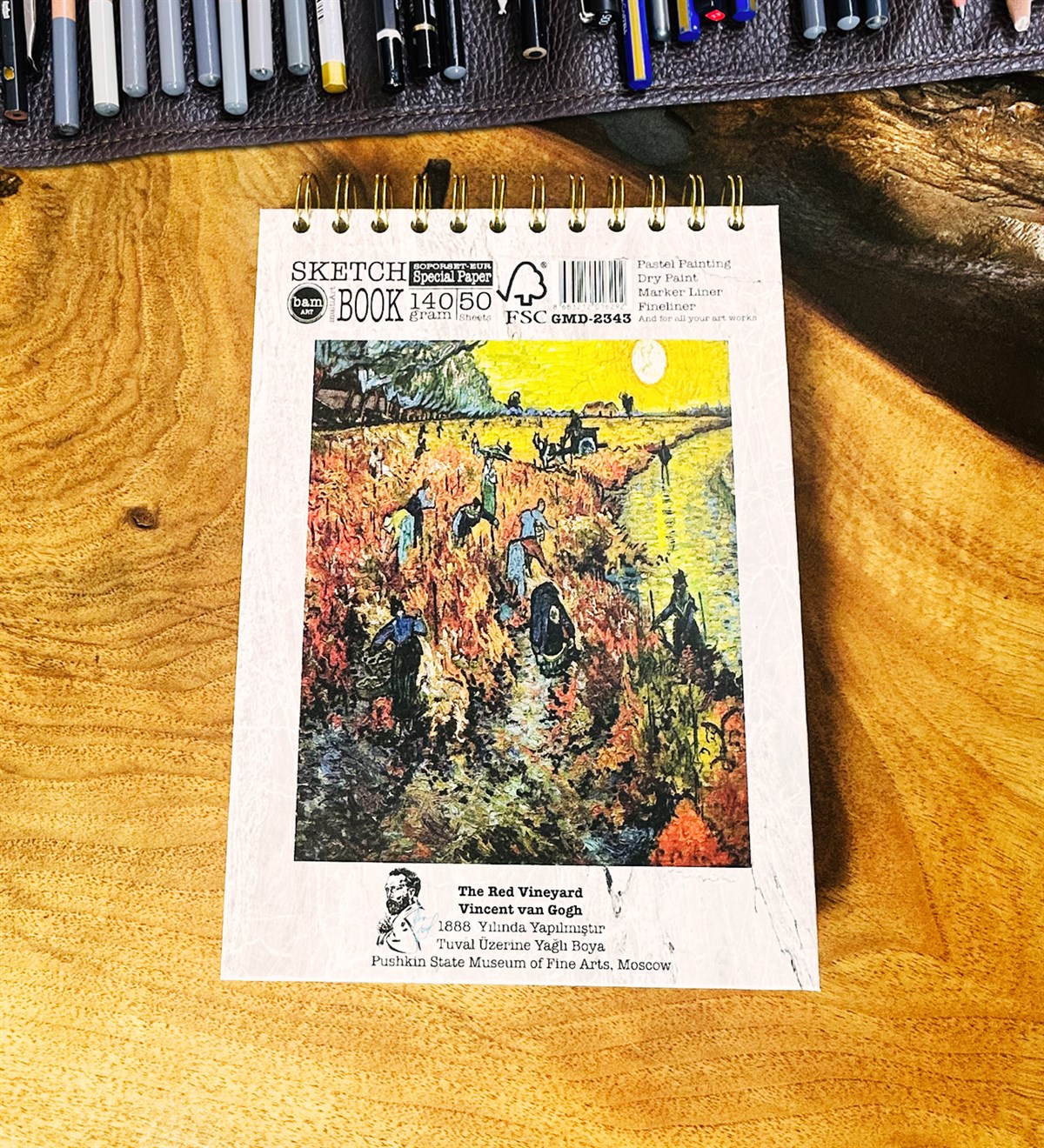 17X23Cm Sketch Book - Eskiz Defteri - Spiralli Tutuş / Grenli Sert Tasarım KapakgiftmodaGmd100648-Arles'te-Kırmızı