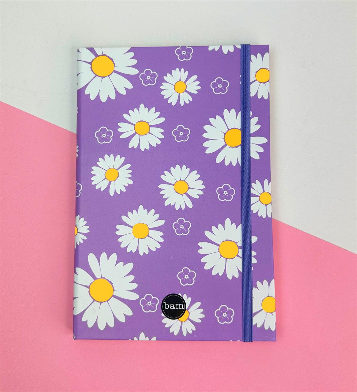 Mor Papatya Tasarımlı Lastikli DeftergiftmodaGMD0001-25