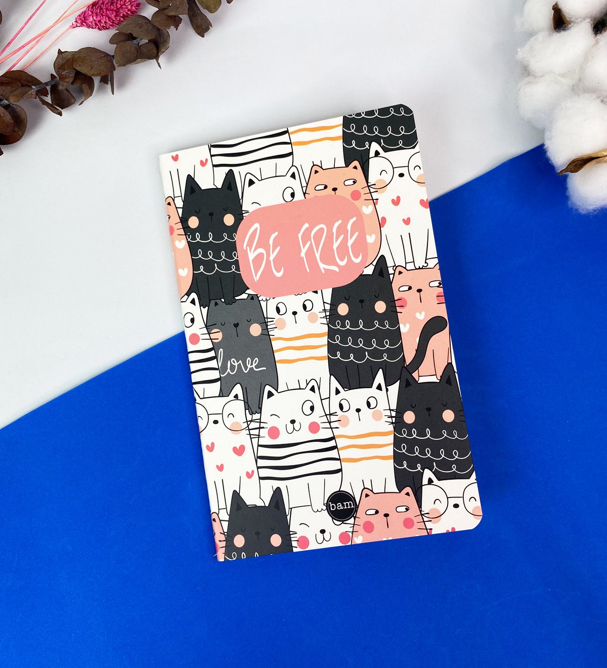 Be Free Kedi Tasarımlı Dikişli DeftergiftmodaGmd100351
