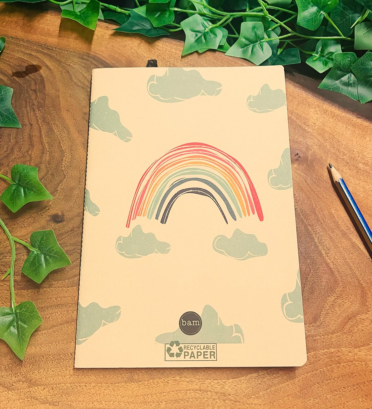 Gökkuşağı Tasarımlı Geri Dönüşümlü Kraft DeftergiftmodaGmd100362