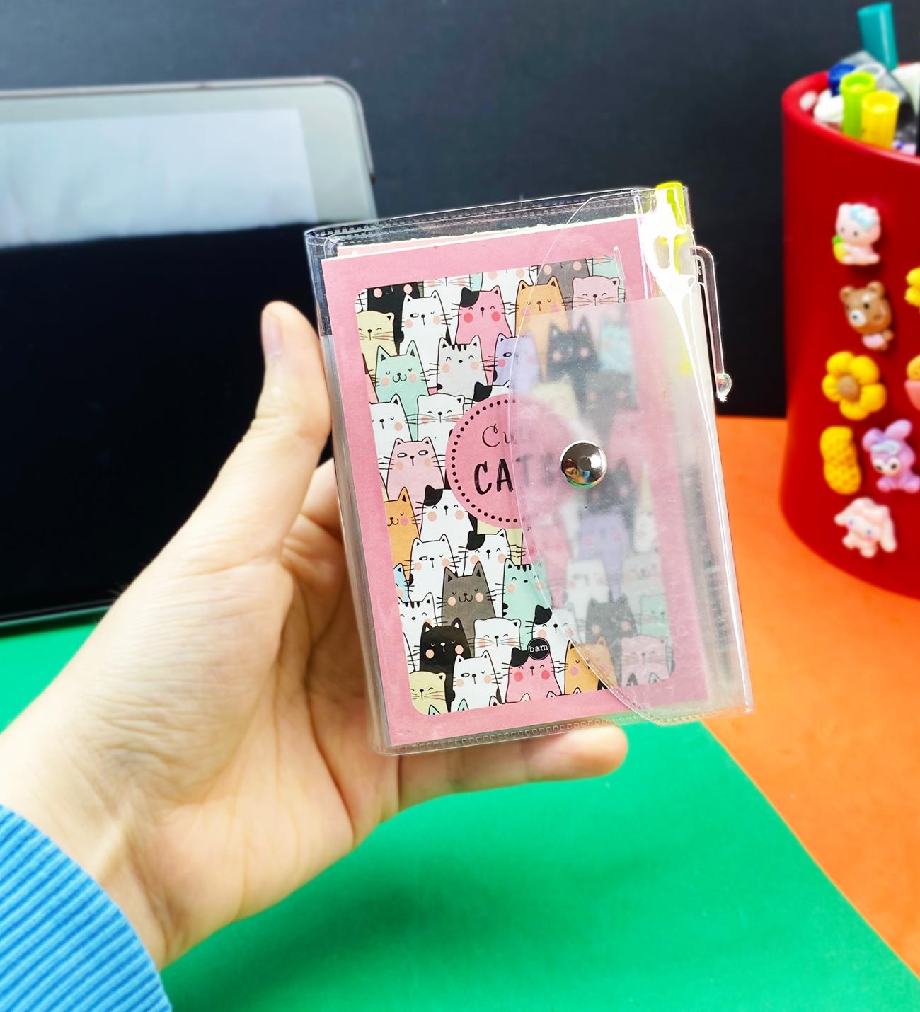 Sevimli Kedi Tasarımlı PP Mini Çanta Defter Ve Kalem SetgiftmodaBAM-1145