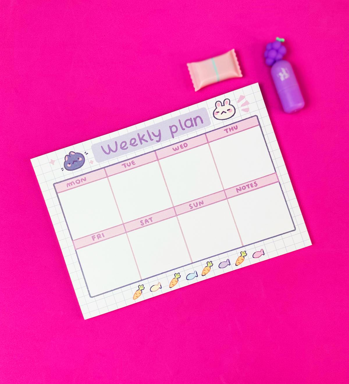 Mor Beyaz Kedi Tasarımlı Klavye Önü Haftalık PlanlayıcıgiftmodaBAM-1031