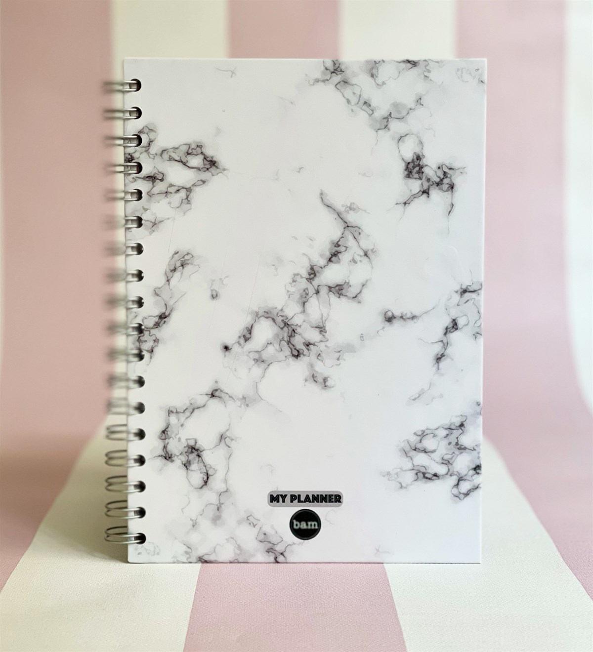 Beyaz Mermer Tasarımlı Spiralli DefterGiftmodaGmd100088