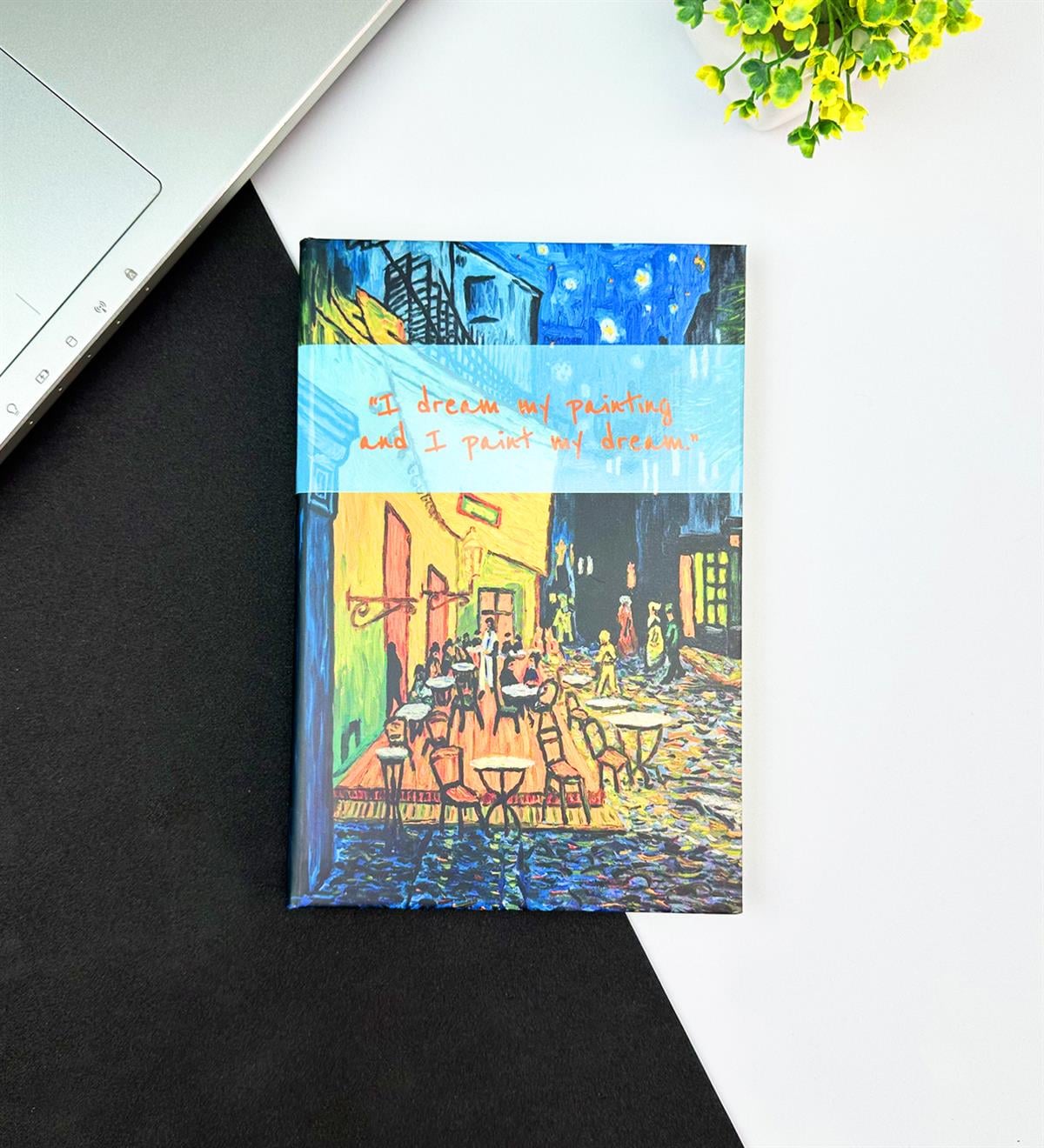 Kafe Terasta Yıldızlı Gece Tasarımlı Lastikli DeftergiftmodaGMD0001-32	