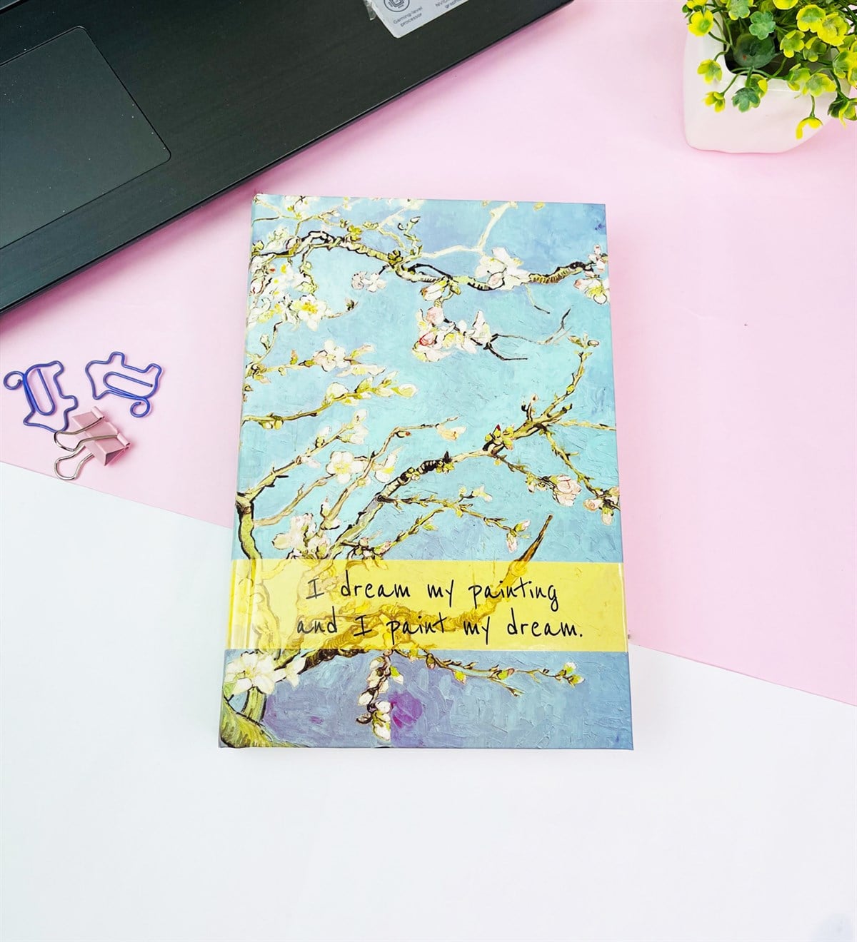 Badem Çiçeği Tasarımlı Kalın Kitap Görünümlü DeftergiftmodaGmd100552