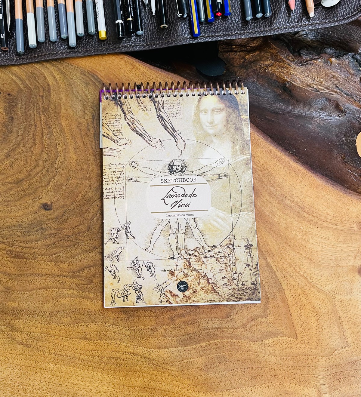 A5 Skecth Book - Eskiz Defteri - Spiralli Tutuş / Grenli Sert Tasarım KapakgiftmodaGmd100285-1-Da-Vinci