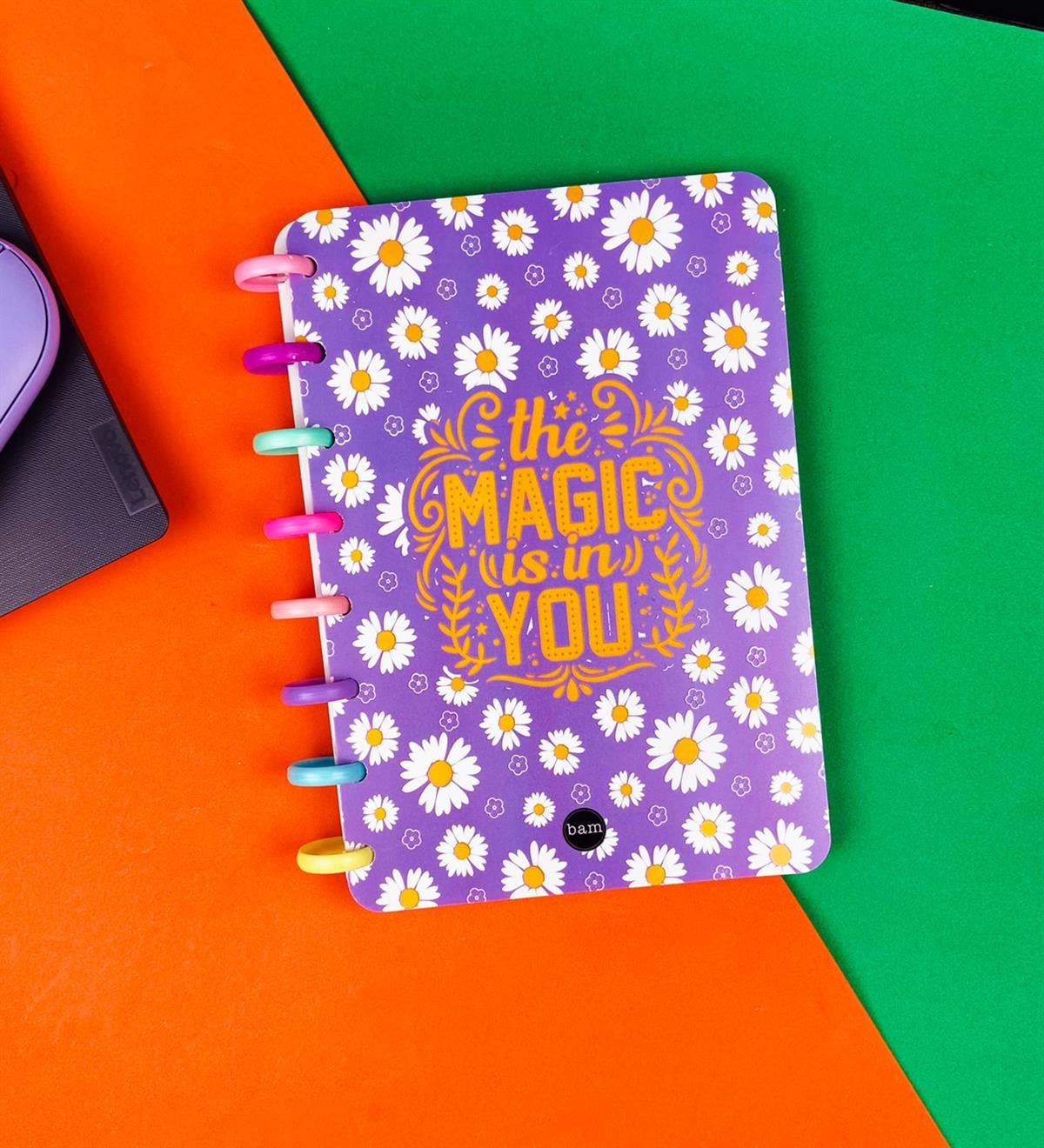 Mor Papatya Tasarımlı Yeni Nesil Kalp Spiralli DeftergiftmodaBAM-181-1