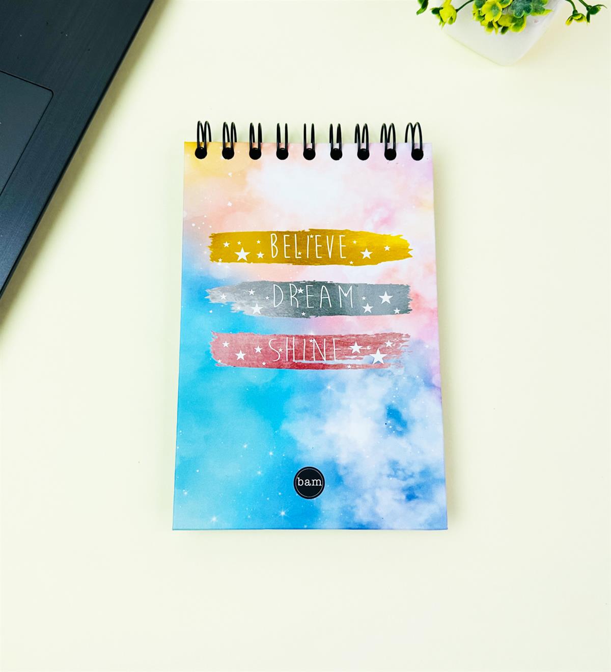 17x12Cm Sketch Book - Eskiz Defteri - Siyah Sayfa - 120 Gr - 64 YaprakgiftmodaBam-3002-3-Believe-Dream-Shine