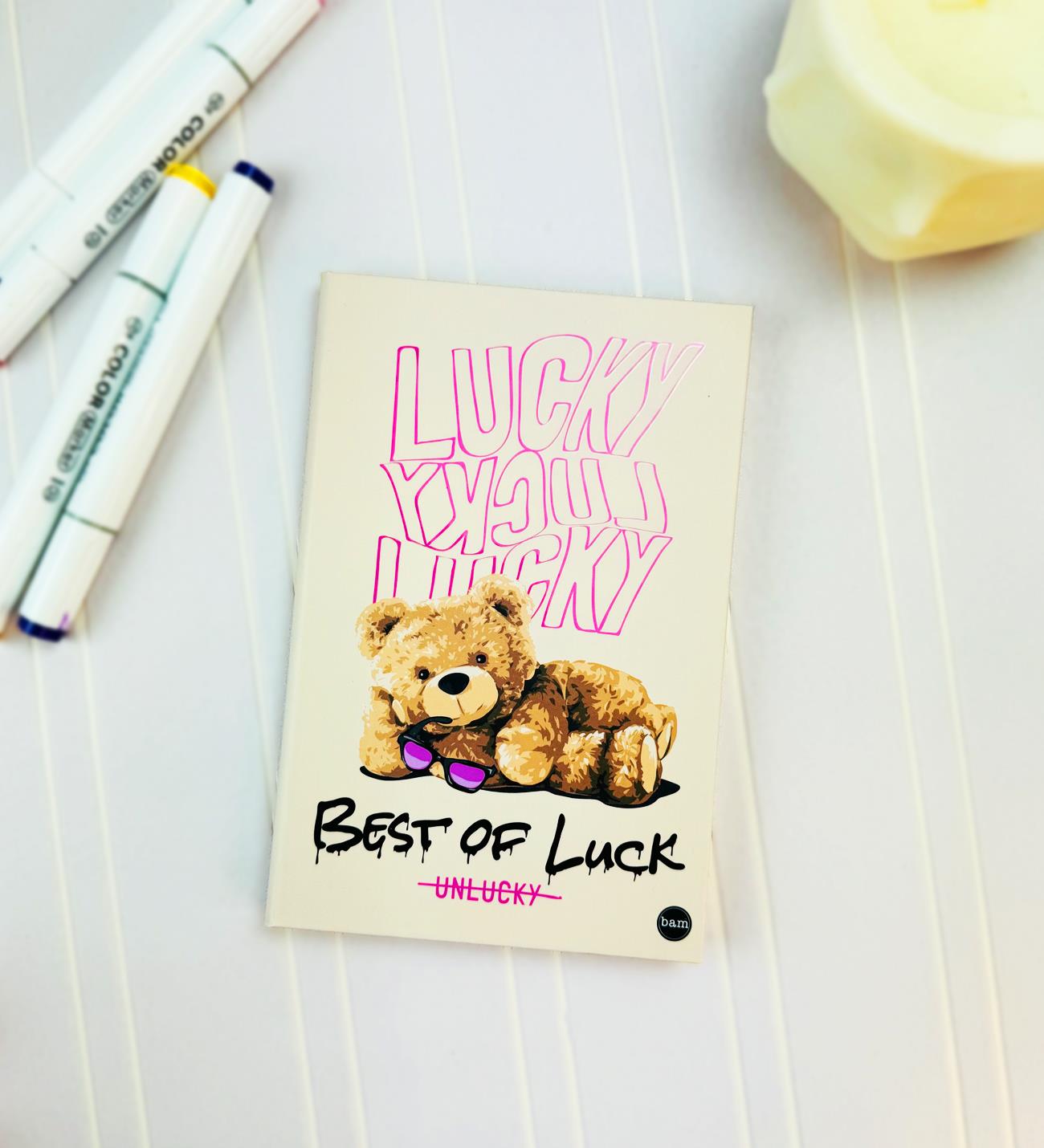 Şanslı Ayı Tasarımlı Lastikli DeftergiftmodaBam-1214	