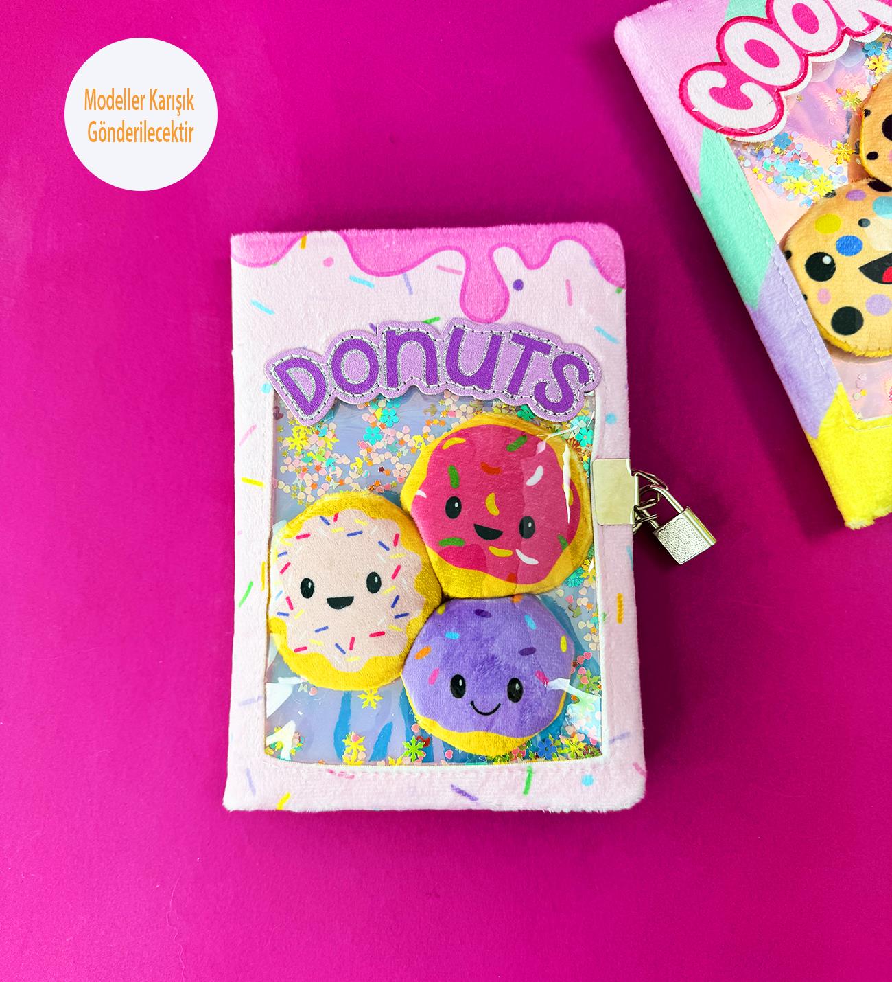 Cookies - Donut Peluş Kapaklı Kilitli DeftergiftmodaBM-1555