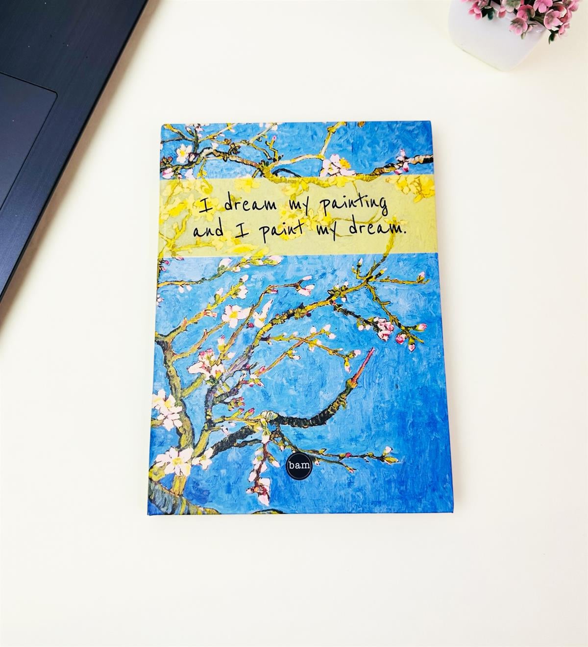 21x14Cm Sketch Book - Eskiz Defteri - Siyah Sayfa - 120 Gr - 56 YaprakgiftmodaBam-3003-5-Badem-Çiçeği