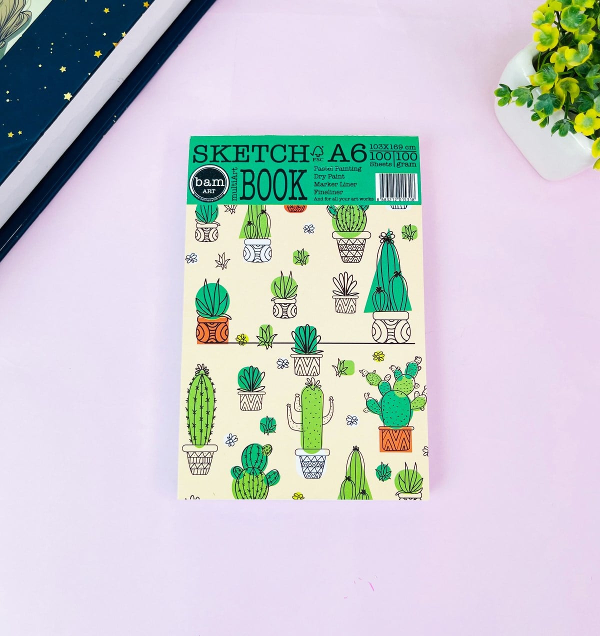 A6 Sketch Book - Eskiz Defteri - 100 Gr - 100 YaprakgiftmodaGmd100478-Kaktüs