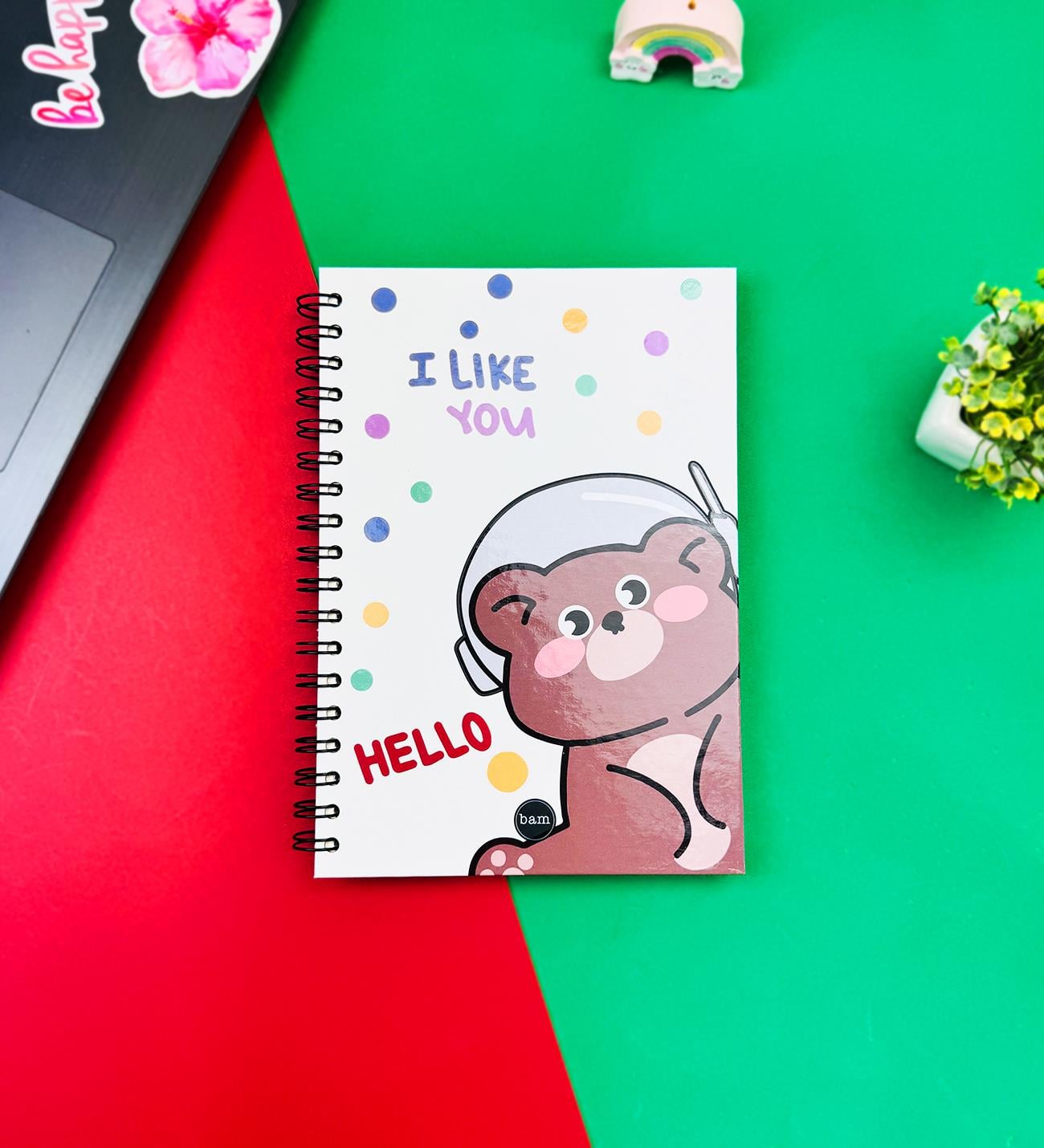 Hello Bear Tasarımlı Spiralli Defter giftmodaBam-1302