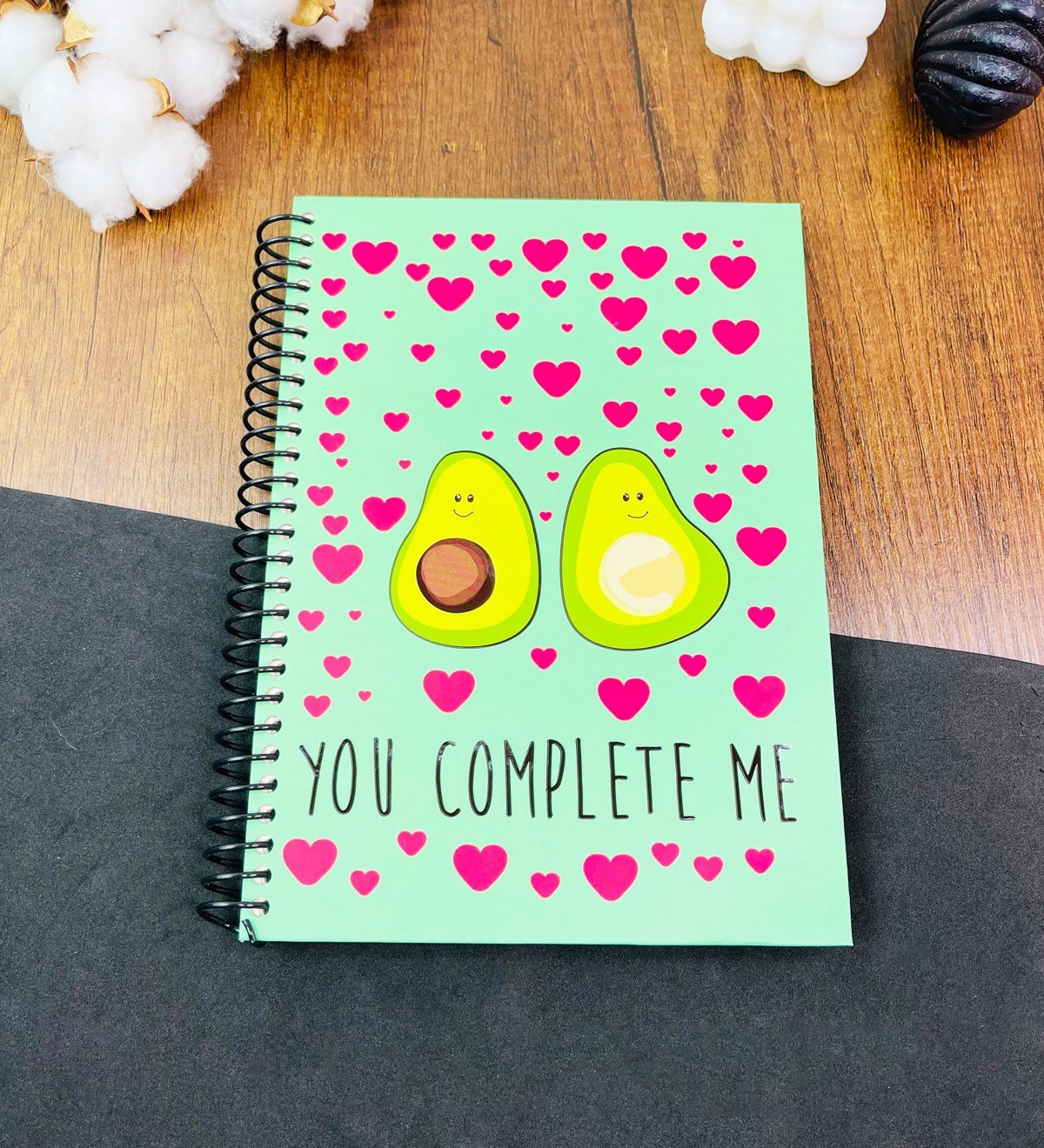 Avokado Tasarımlı Çizgili Spiralli DeftergiftmodaGmd100528