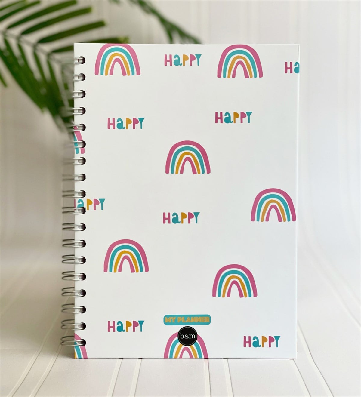 Happy Gökkuşağı Tasarımlı Spiralli DefterGiftmodaGmd100104