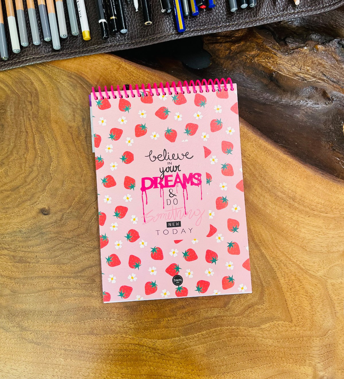 A5 Skecth Book - Eskiz Defteri - Spiralli Tutuş / Grenli Sert Tasarım KapakgiftmodaGmd100284-Believe-In-Your-Dreams