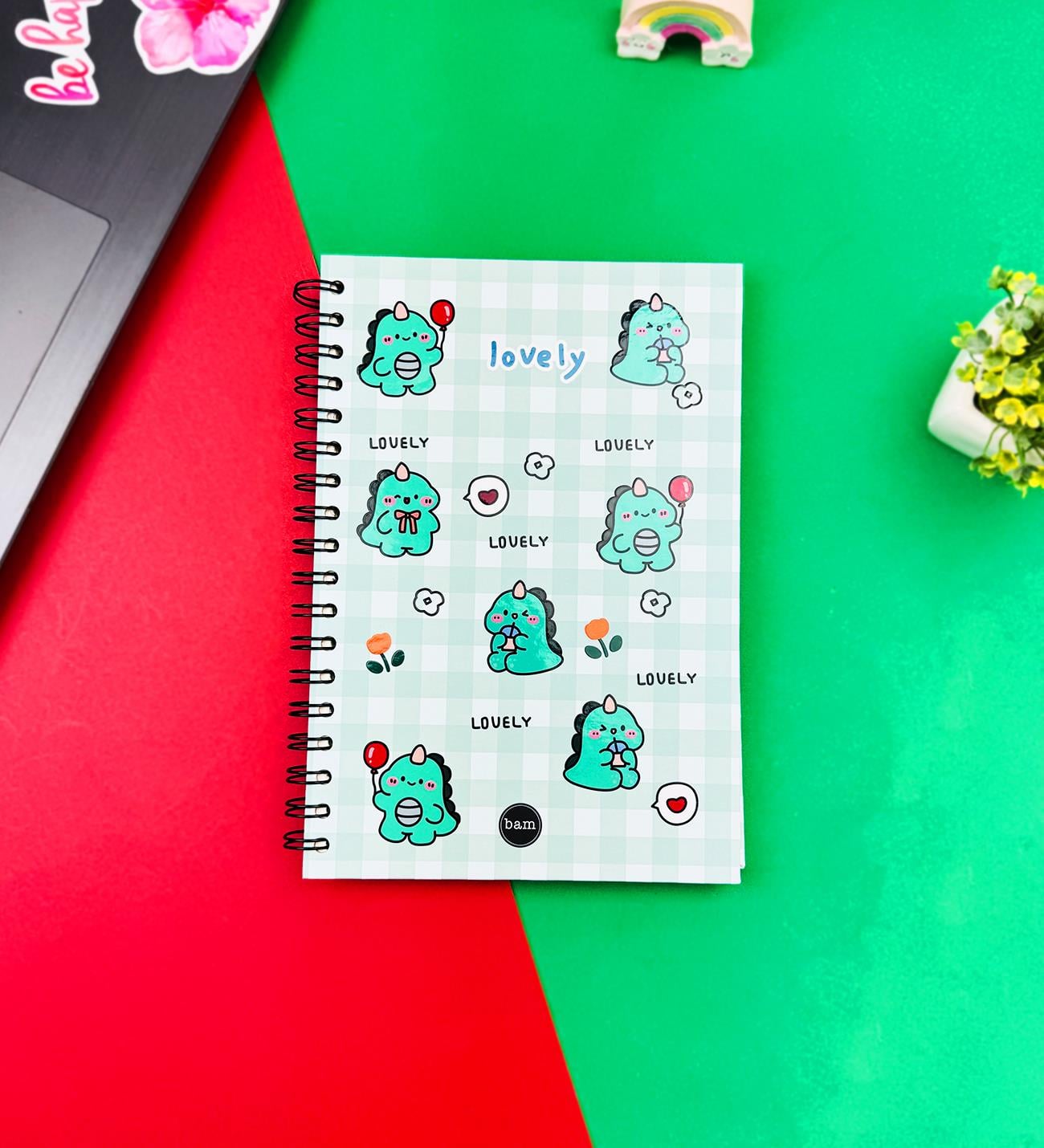Dino Lovely Kawai Tasarımlı Spiralli Defter giftmoda Bam-1295