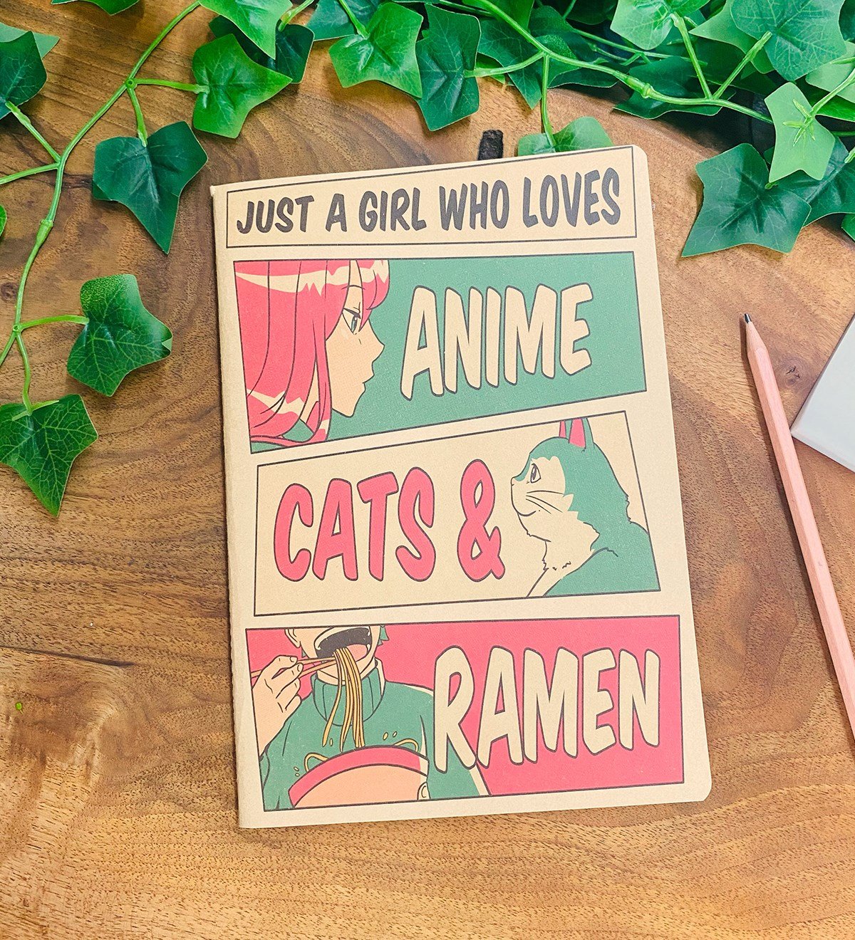 Anime Cats & Ramen Tasarımlı Dönüşümlü Kraft DeftergiftmodaGmd100304