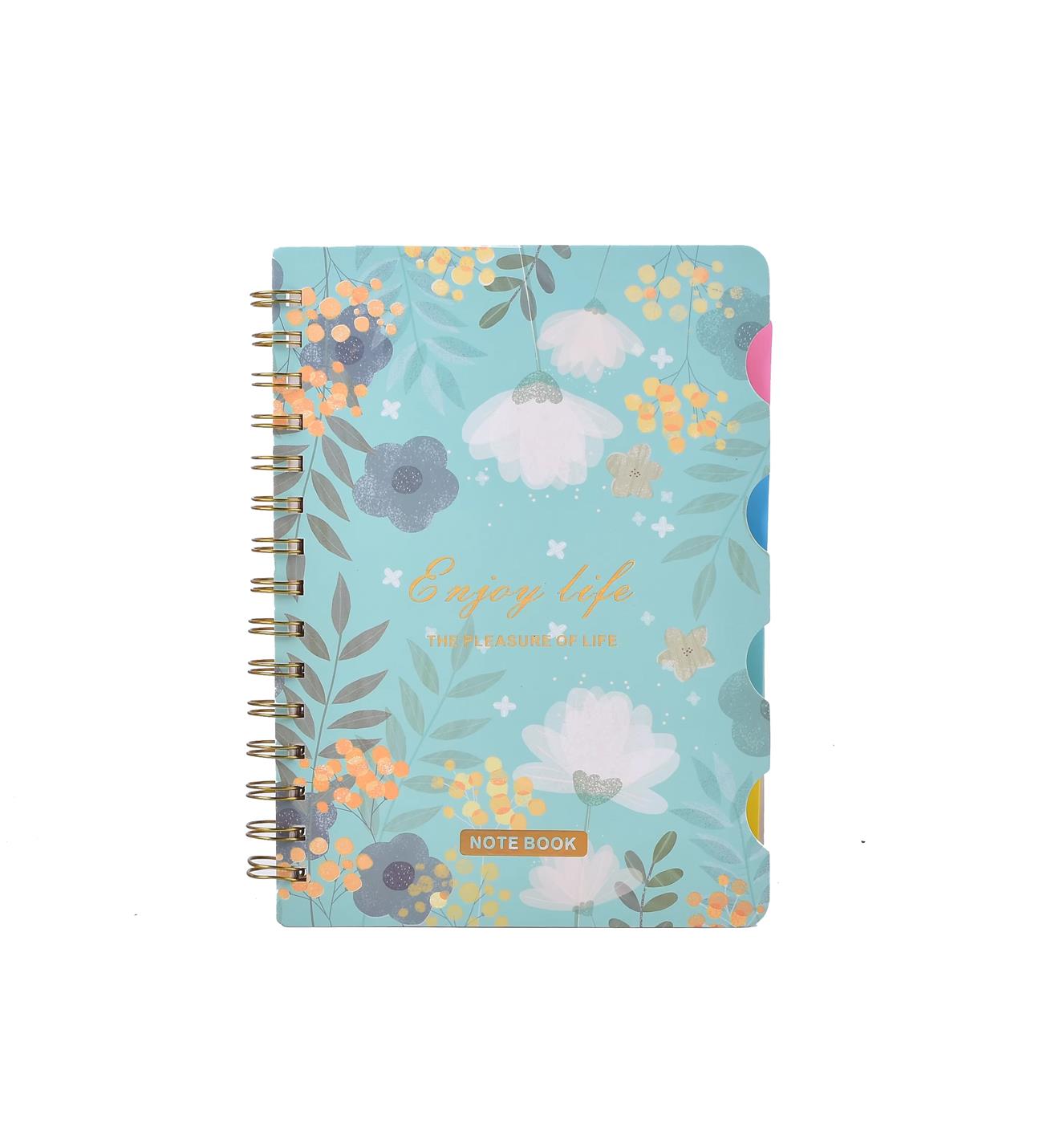 Renkli Çiçek Desenli Bölmeli Spiral Defter giftmodaBM-1706	