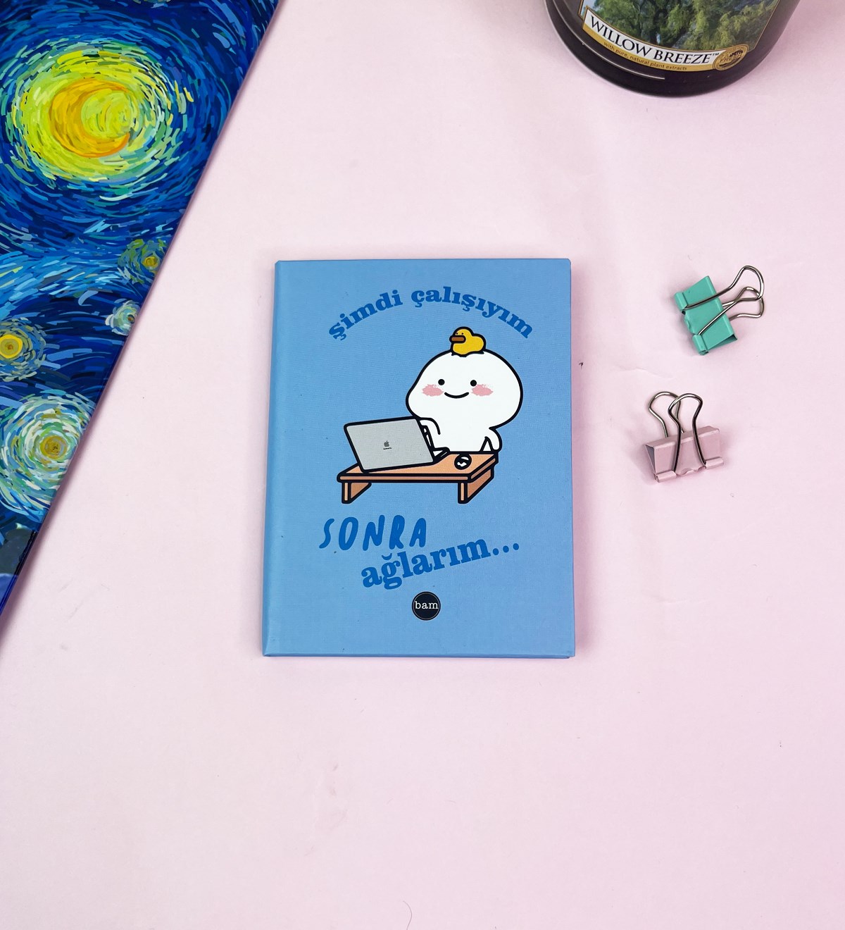 Şimdi Çalışayım Sonra Ağlarım Tasarımlı Sert Kapaklı Mini DeftergiftmodaGmd100516