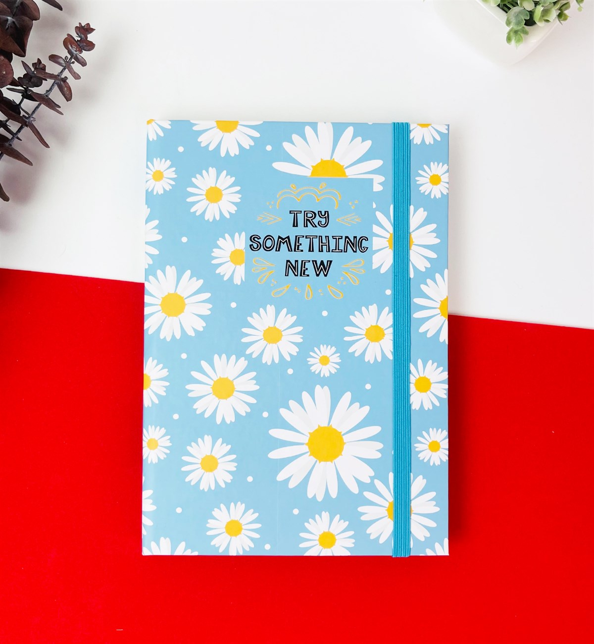 Mavi Papatya Tasarımlı Lastikli DeftergiftmodaGmd100172