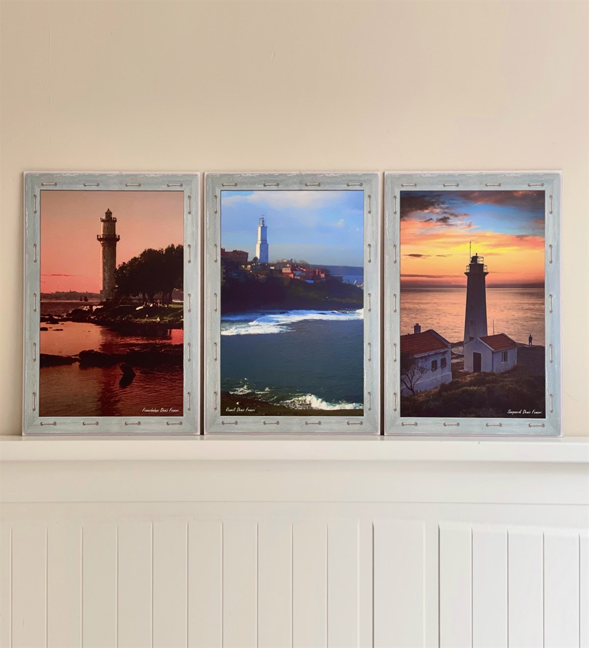 Deniz Feneri Tasarımlı Duvar Panosu 3'lü SetgiftmodaGM-P-31