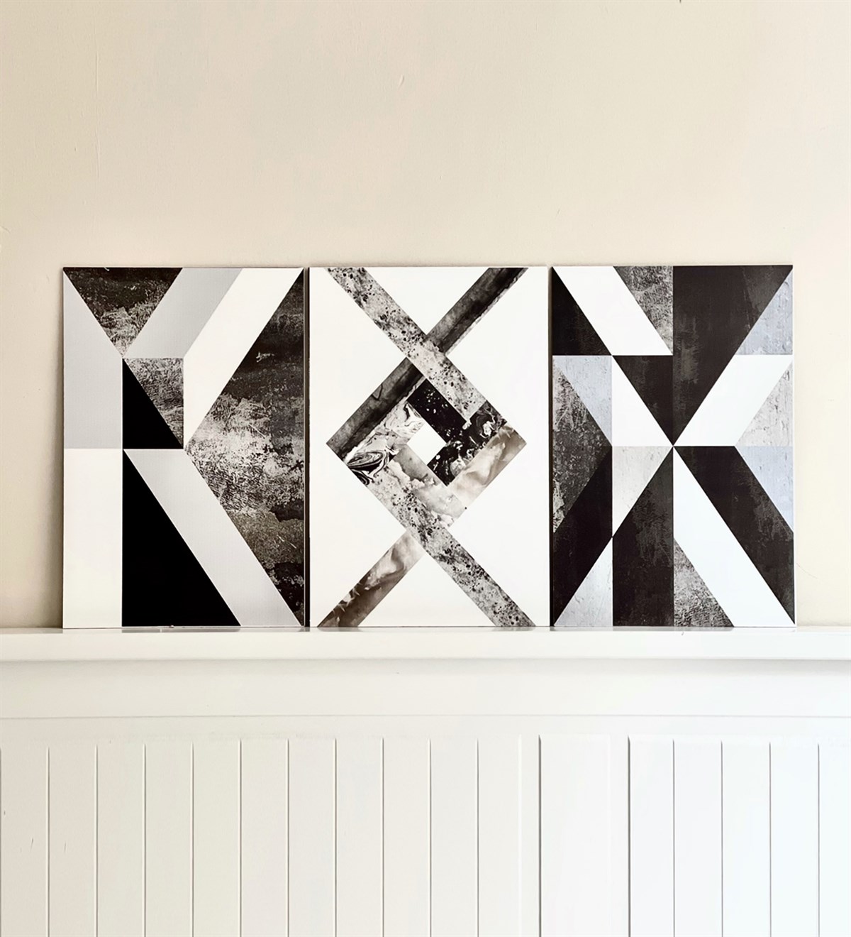 Soyut Geometrik Tasarımlı Duvar Panosu 3'lü SetgiftmodaGM-P-28