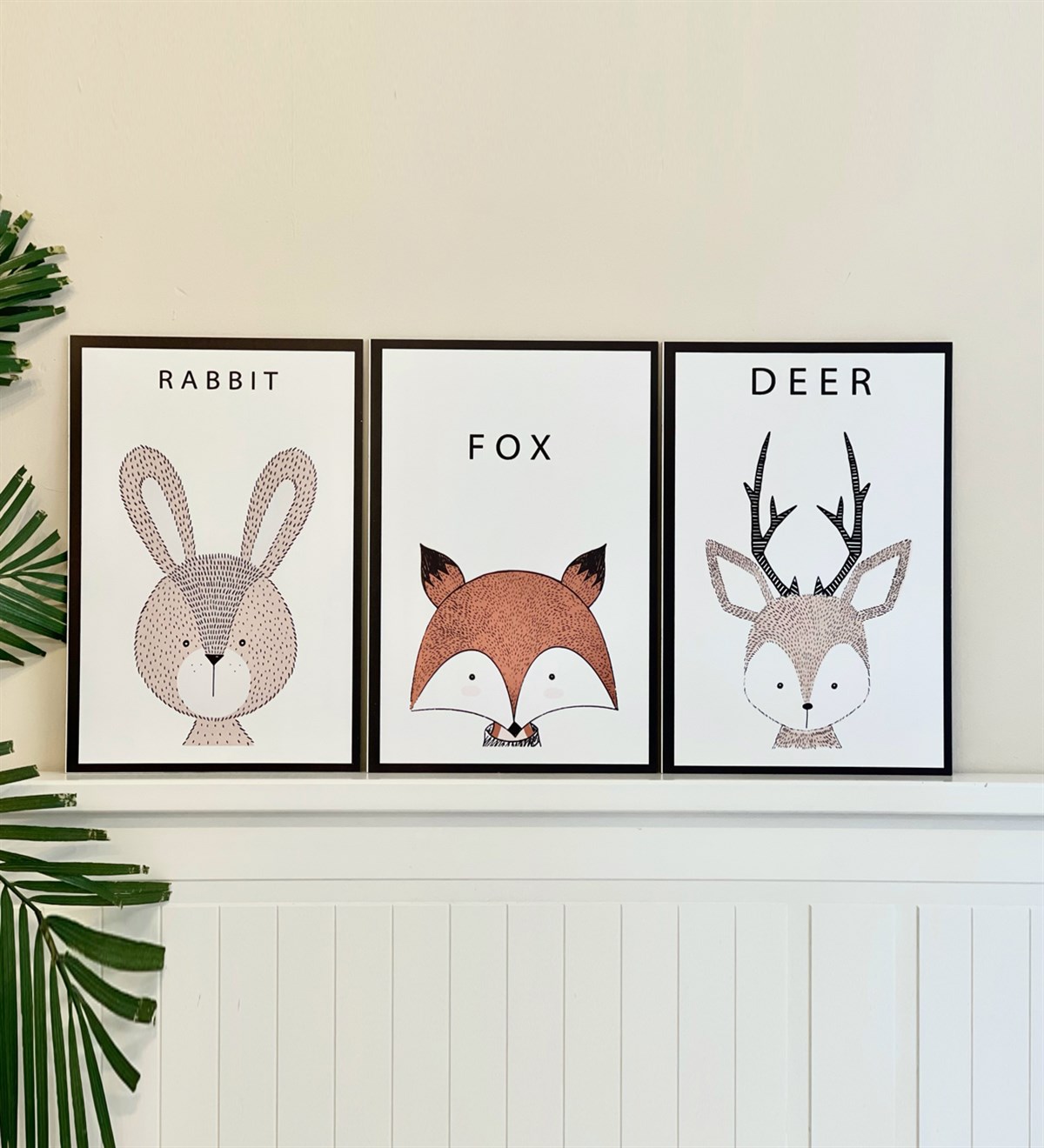 Tavşan Tilki Geyik Tasarımlı Çocuk Odası Duvar Panosu 3'lü SetgiftmodaGM-P-21