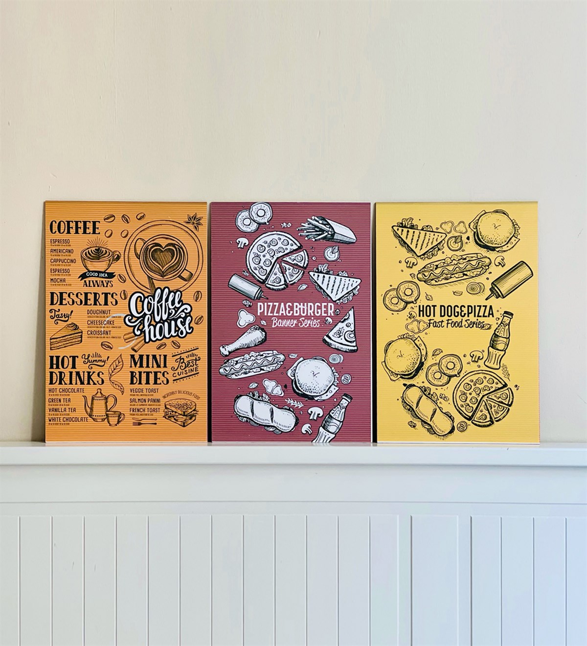 Coffe House Tasarımlı Duvar Panosu 3'lü SetgiftmodaGM-P-27