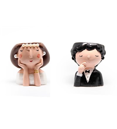 Dekoratif Gelin Damat Mini Saksı