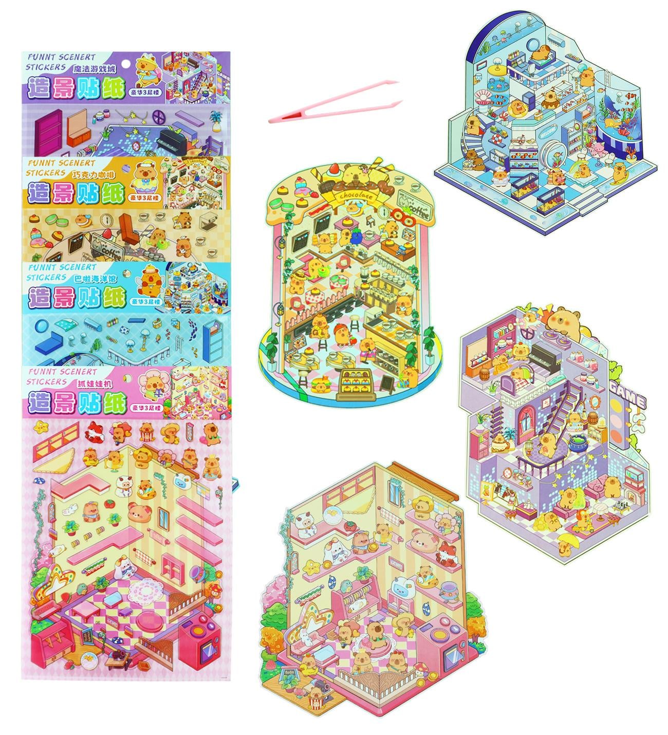 Dıy Kendin Yap Capybara Temalı 3D Oda Sahne StickergiftmodaBM-1868	