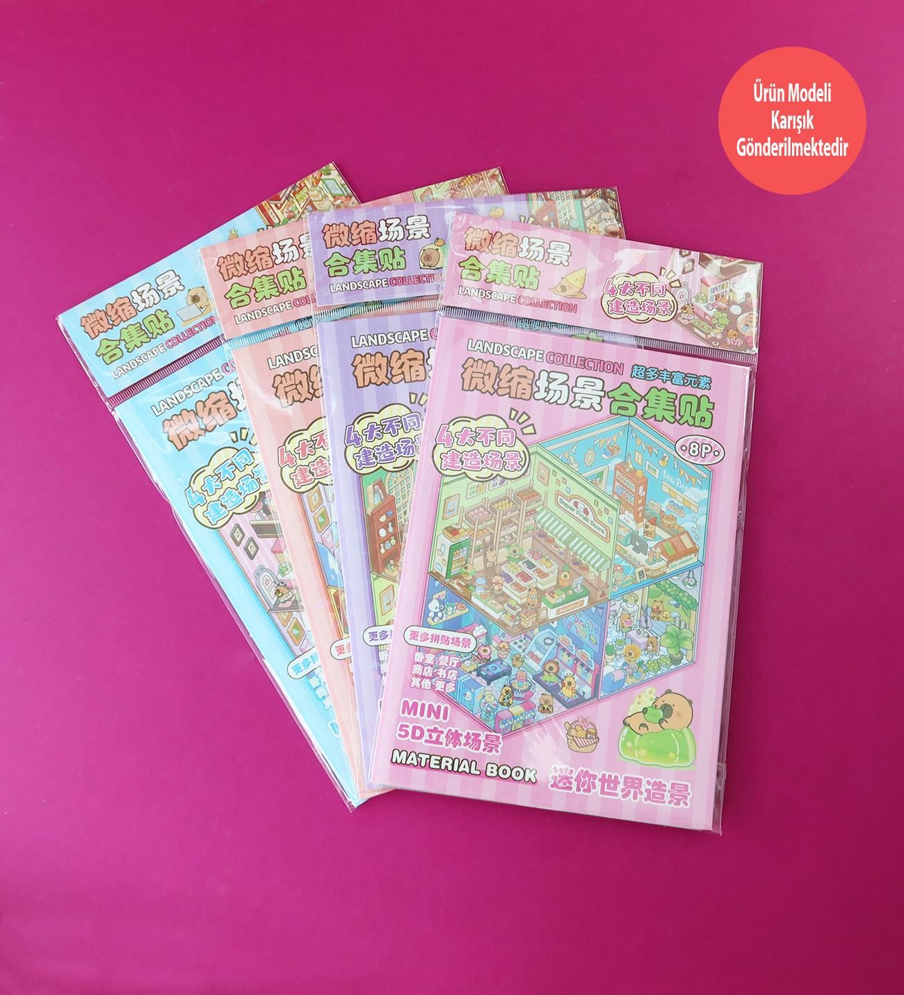 Dıy Kendin Yap Capybara 5D Sahne Sticker Seti – 8 Sayfa (4 Sahne + 4 Sticker)giftmodaBM-1864	