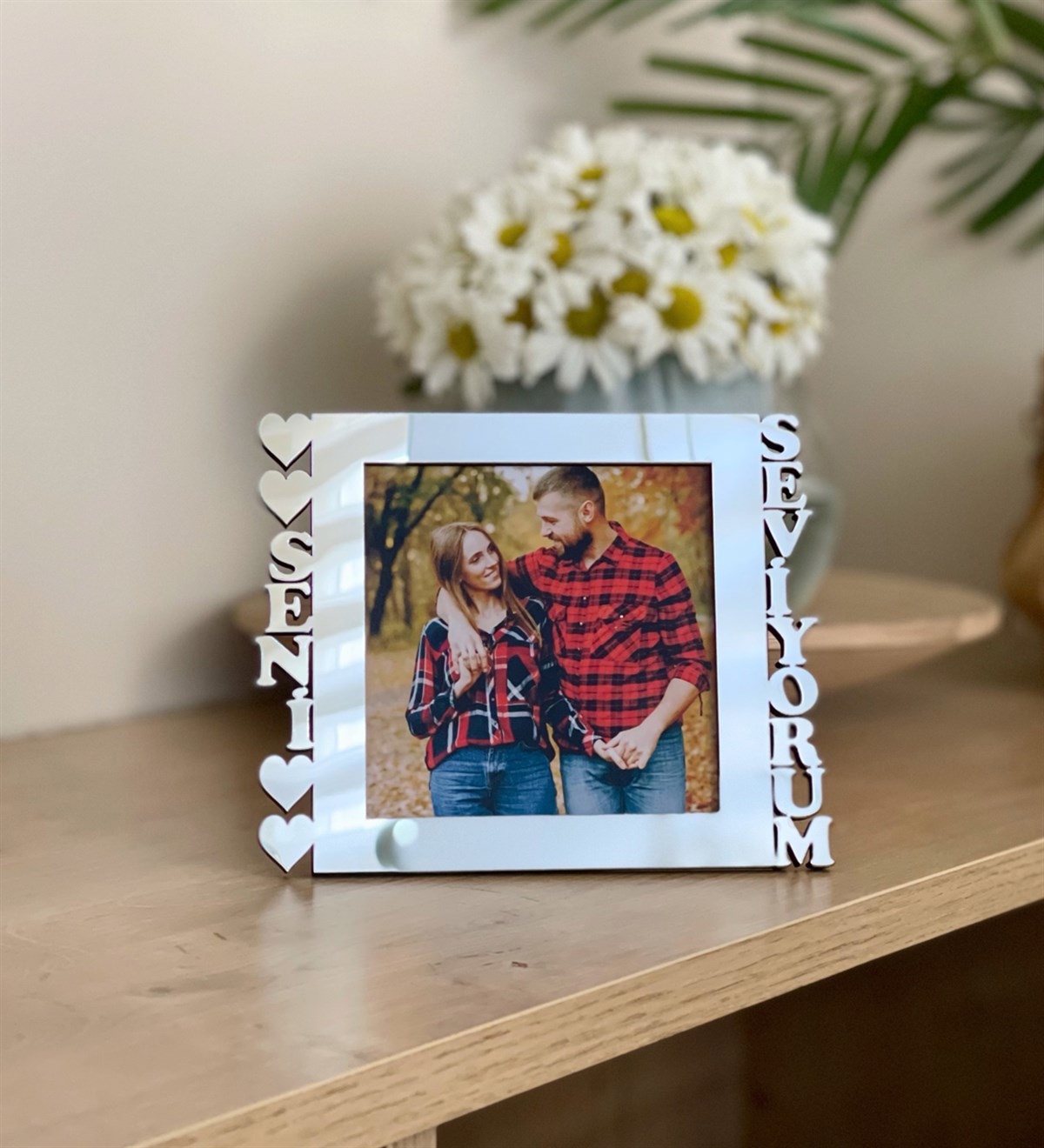 Seni Seviyorum Fotoğraf Standlı Mdf Çerçeve GümüşgiftmodaGmfc100059