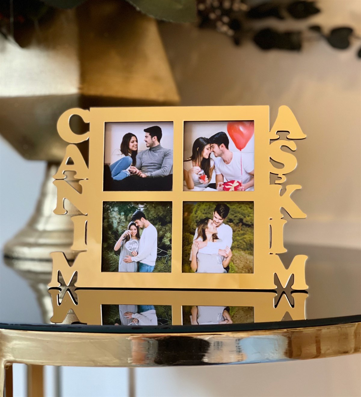 Kişiye Özel 4 Fotoğraflı Canım Aşkım Mdf Çerçeve GoldgiftmodaGmfc100034