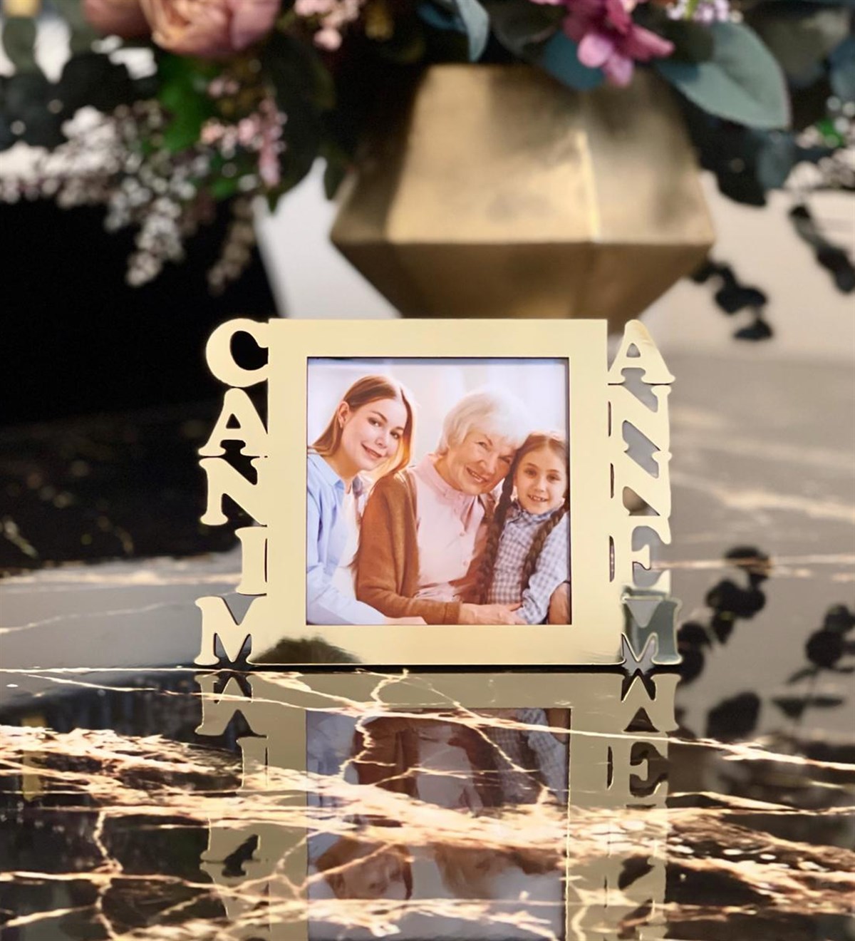 Kişiye Özel Fotoğraflı Canım Annem Mdf Çerçeve GoldGiftmodaGmfc100032