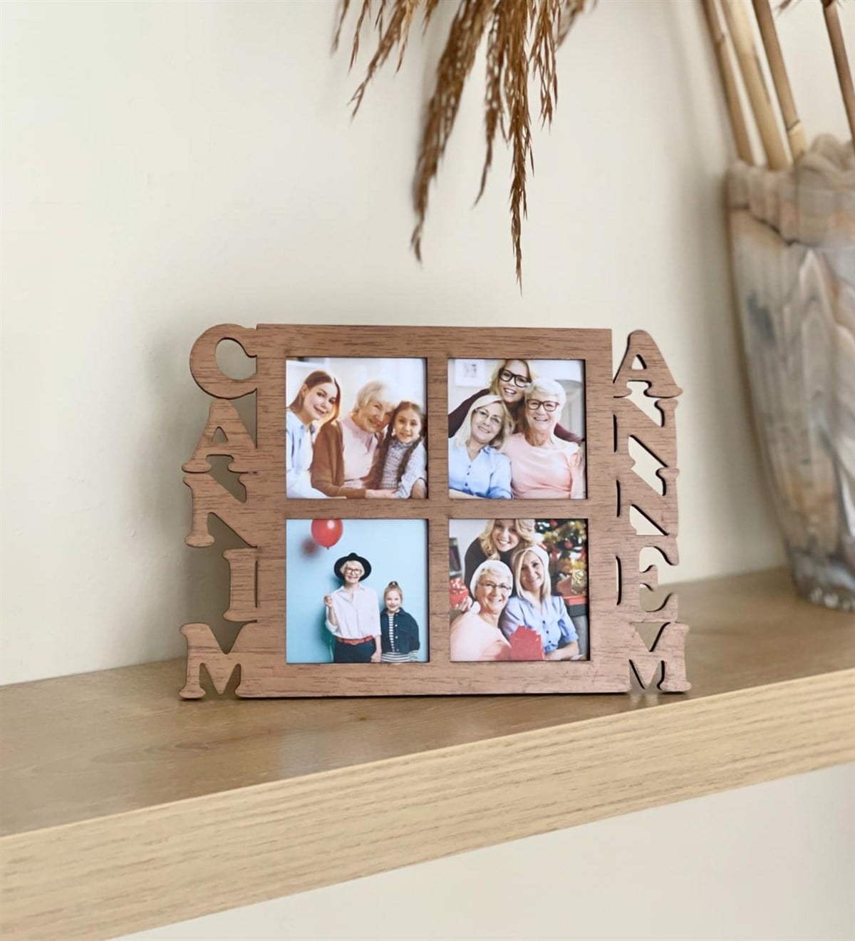 Kişiye Özel 4 Fotoğraflı Canım Annem Mdf Çerçeve AhşapGiftmodaGmfc100030