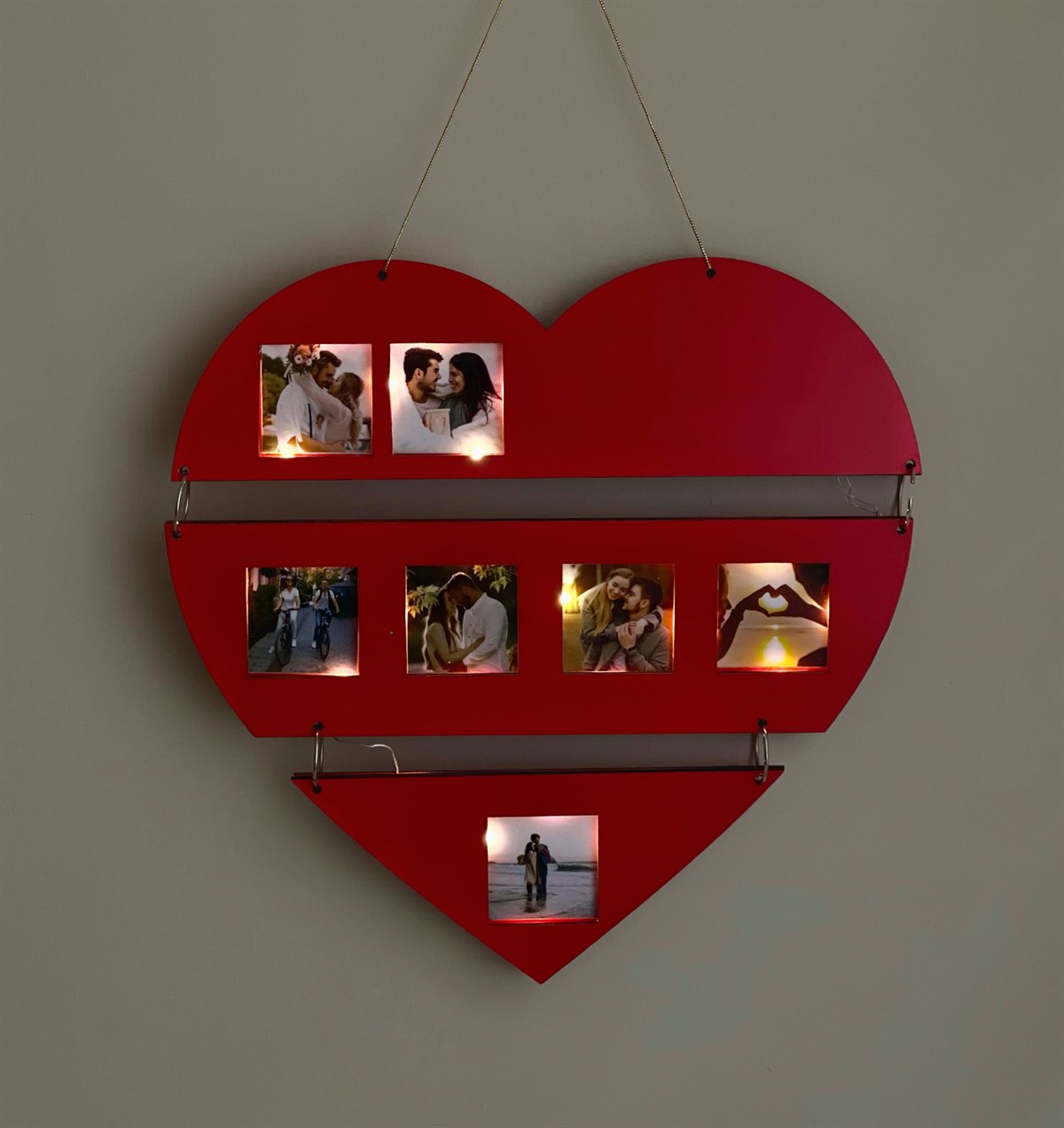 Işıklı Ahşap Kalp ÇerçeveGiftmoda Gmfc100099