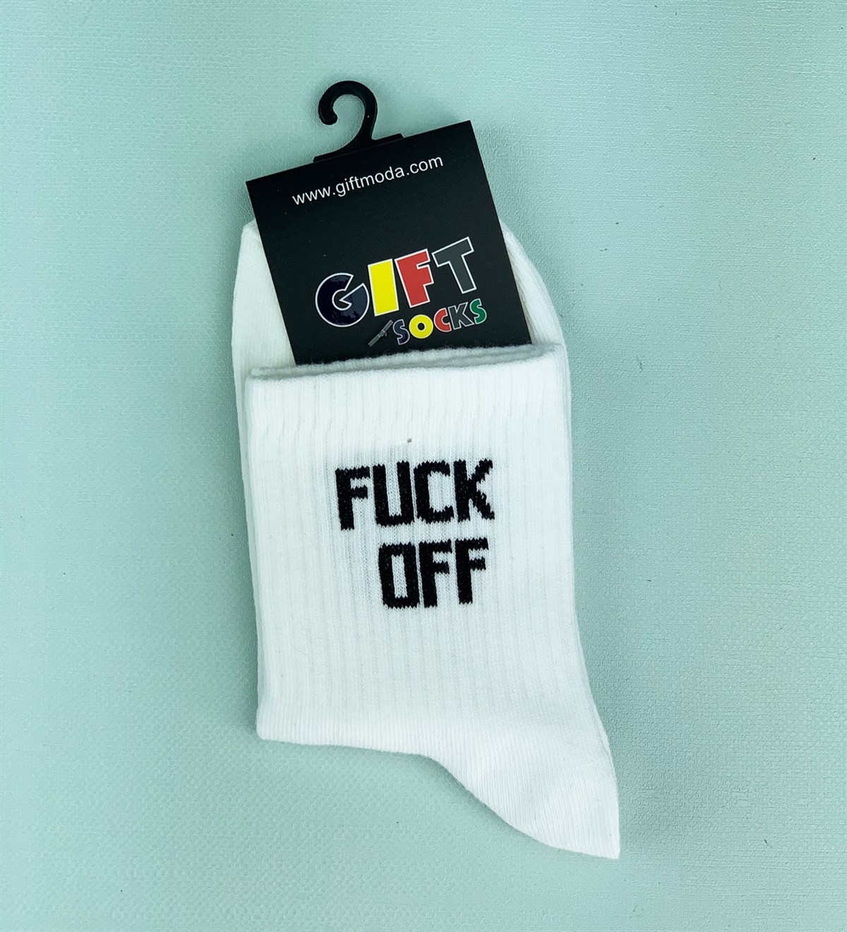 Fuck Off Tasarımlı Beyaz ÇorapGiftmodaFuck-Off-Çorap