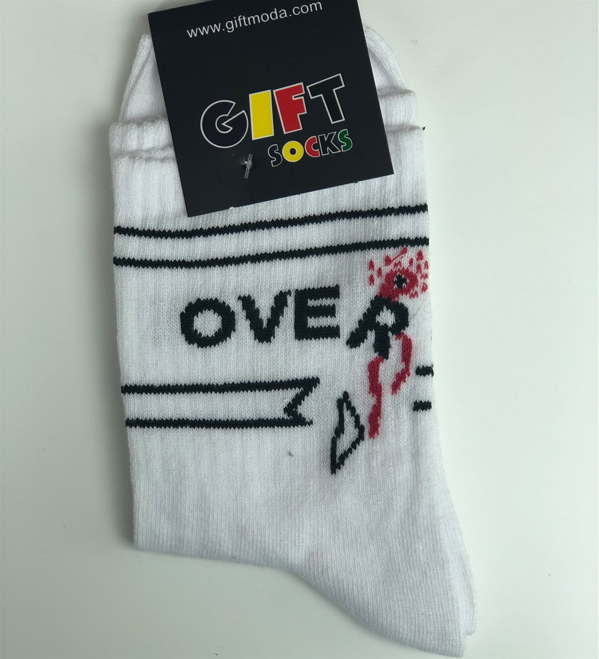 Game Over Tasarımlı Beyaz ÇorapGiftmodaGame-Over-Çorap
