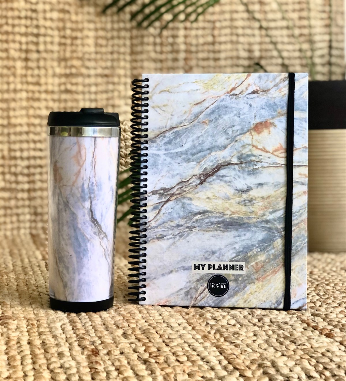 Gri Mermer Tasarımlı Mug Bardak Ve Tarihsiz Haftalık PlanlayıcıGiftmodaGri-Mermer-Mug-Defter