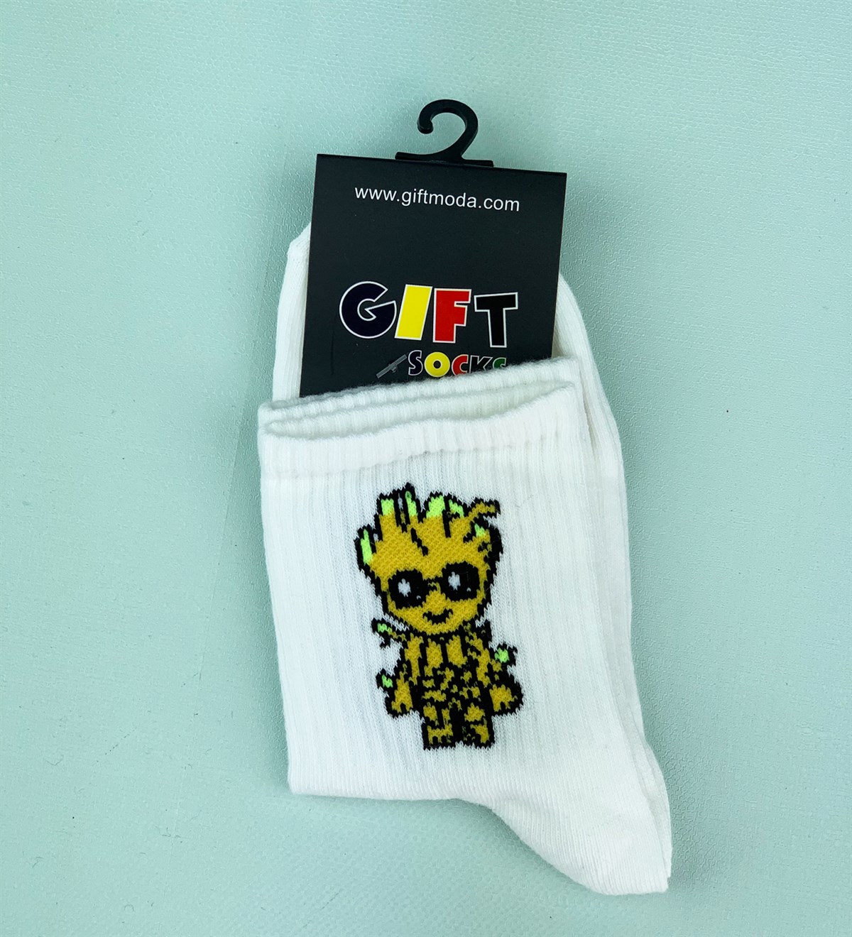 Groot Tasarımlı Beyaz ÇorapGiftmodaGroot-Çorap
