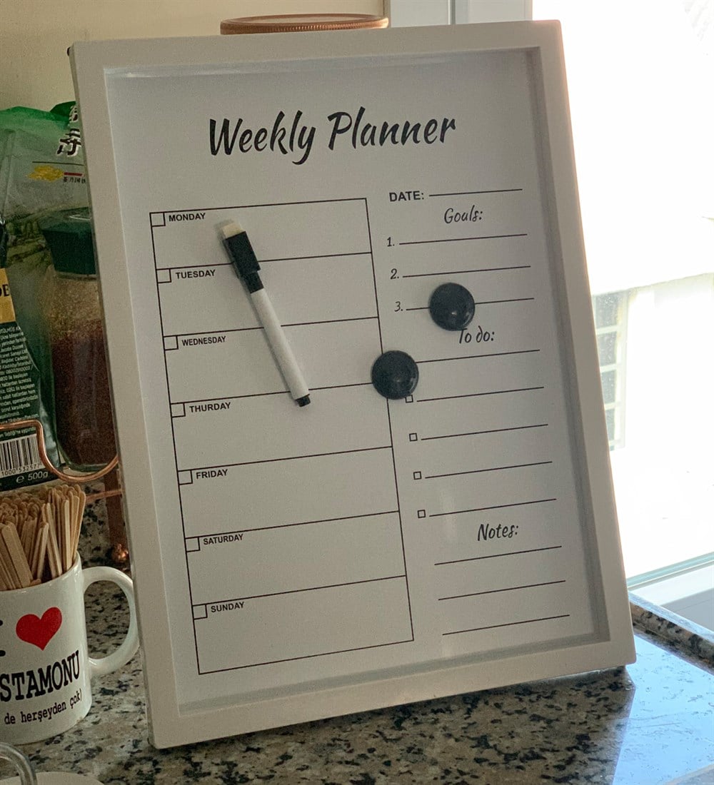 Haftalık Planner Yazı Tahtası Keçeli Kalem Ve İki Mıknatıslı SetGiftmodaGM-1451