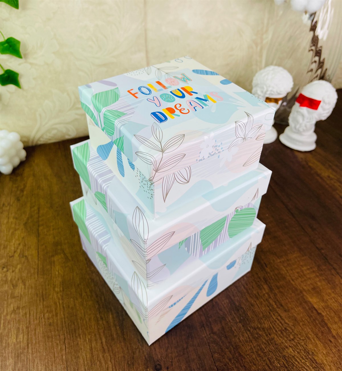 Follow Your Dreams Tasarımlı 3'lü KutugiftmodaGmhk10055