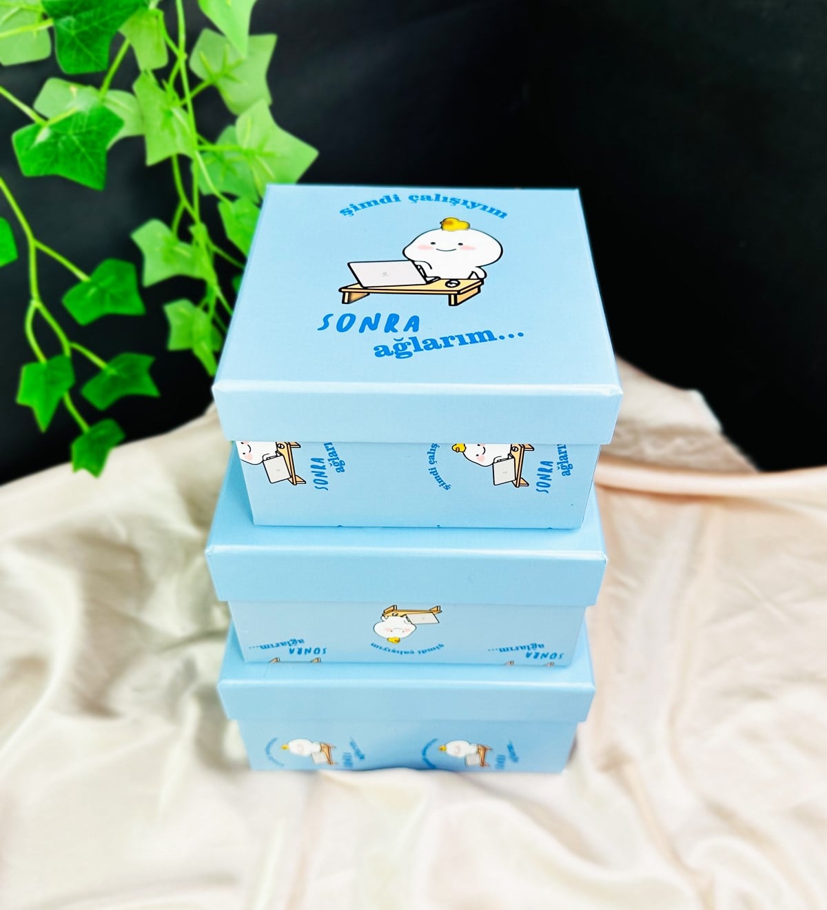 Şimdi Çalışıyım Sonra Ağlarım Tasarımlı 3'lü KutugiftmodaGmhk10062