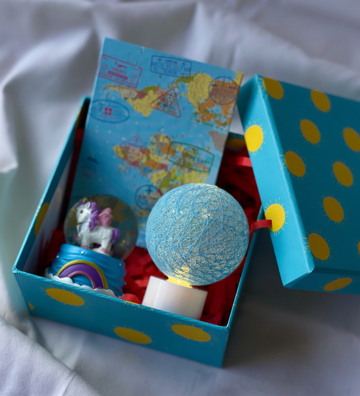 Özel Kutulu Travel Mini Albüm Mini Unicorn Gökkuşağı Kar Küresi Ve Hasır Lamba SetgiftmodaGmhs100676