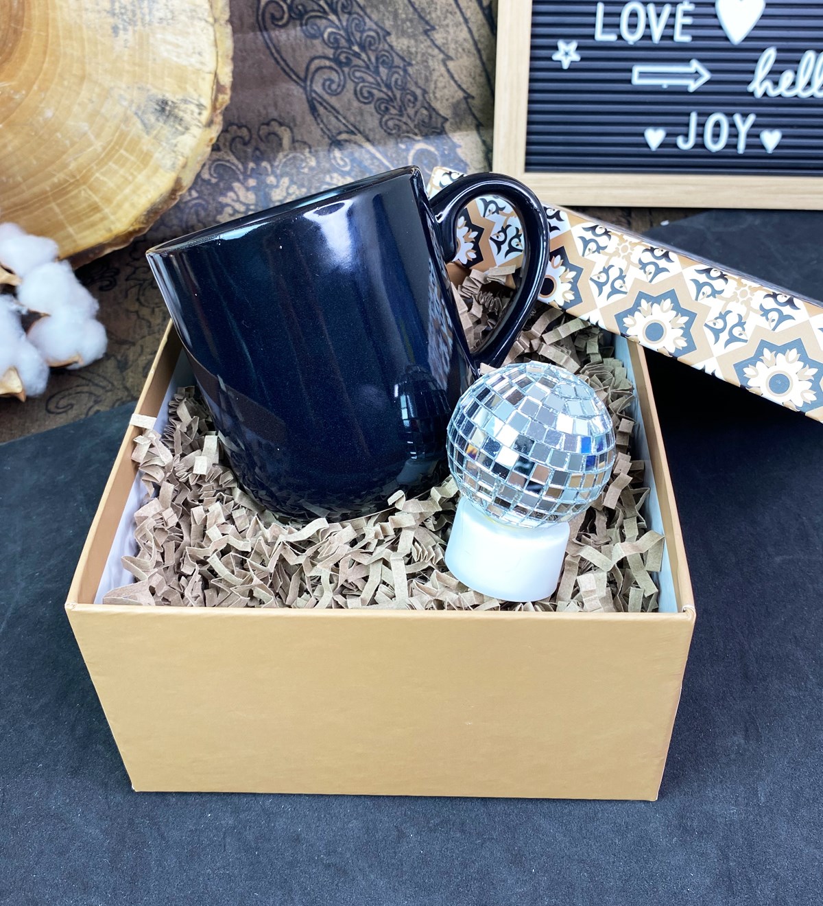 Özel Kutulu Siyah Bulut Kupa ve Hasır Lamba Mini Hediye Seti giftmodaGmhs100835