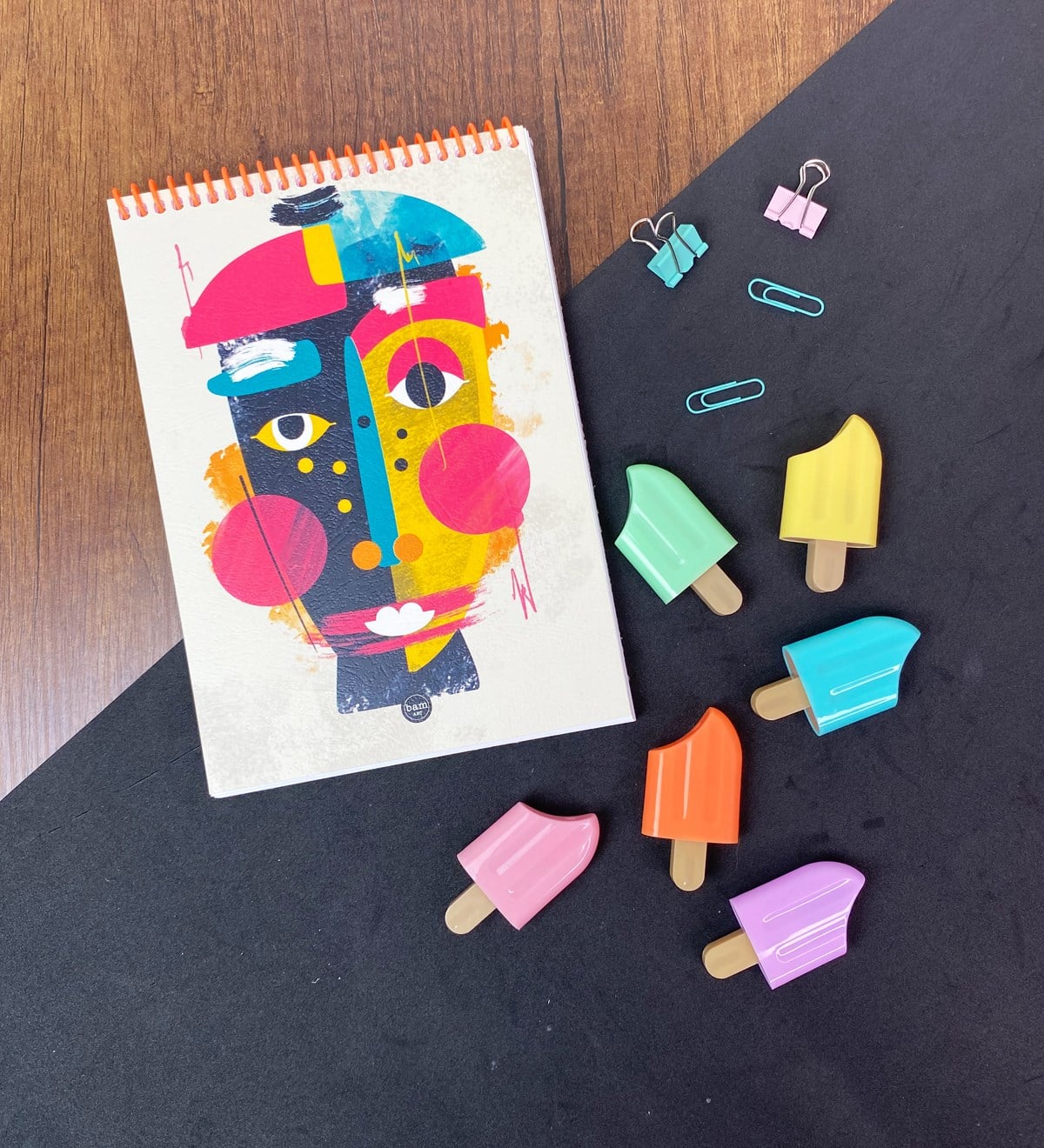 A5 Sketch Book Eskiz Defteri Ve 6'lı Dondurma Keçeli KalemgiftmodaGmhs101791-Soyut